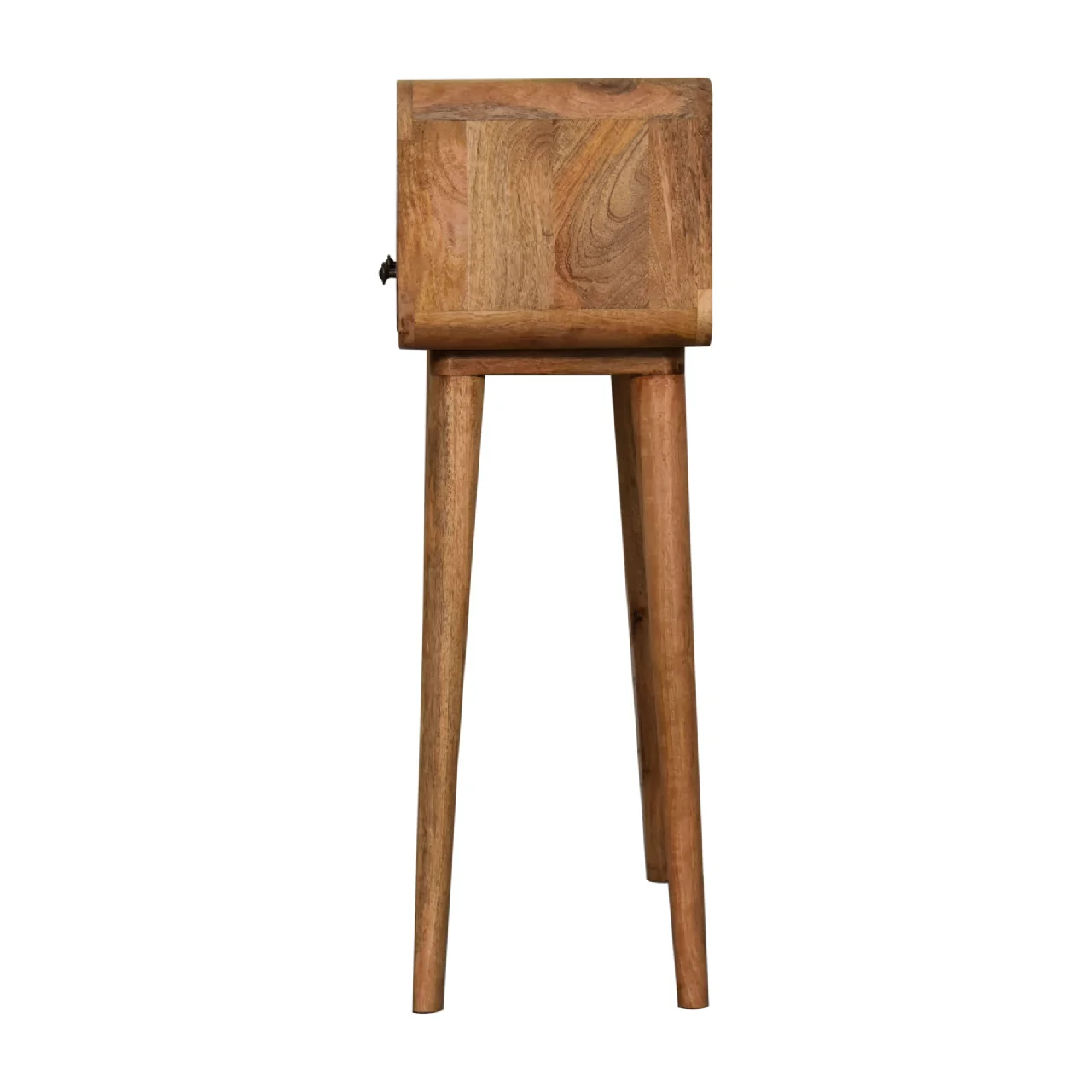 Artisan Furniture Massivholz Mini gebogener eichenähnlicher Konsolentisch, 2 Schubladen, 1 Regal - Image 12