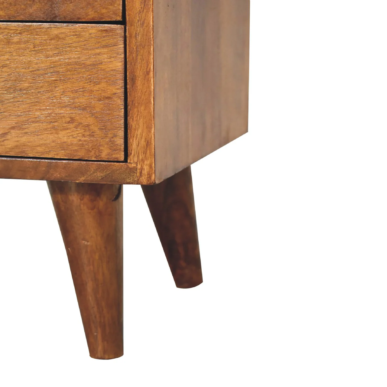 Artisan Furniture Massivholz Mini klassischer Kastanien Nachttisch, 2 Schubladen, 1 Regal, Braun - Image 10