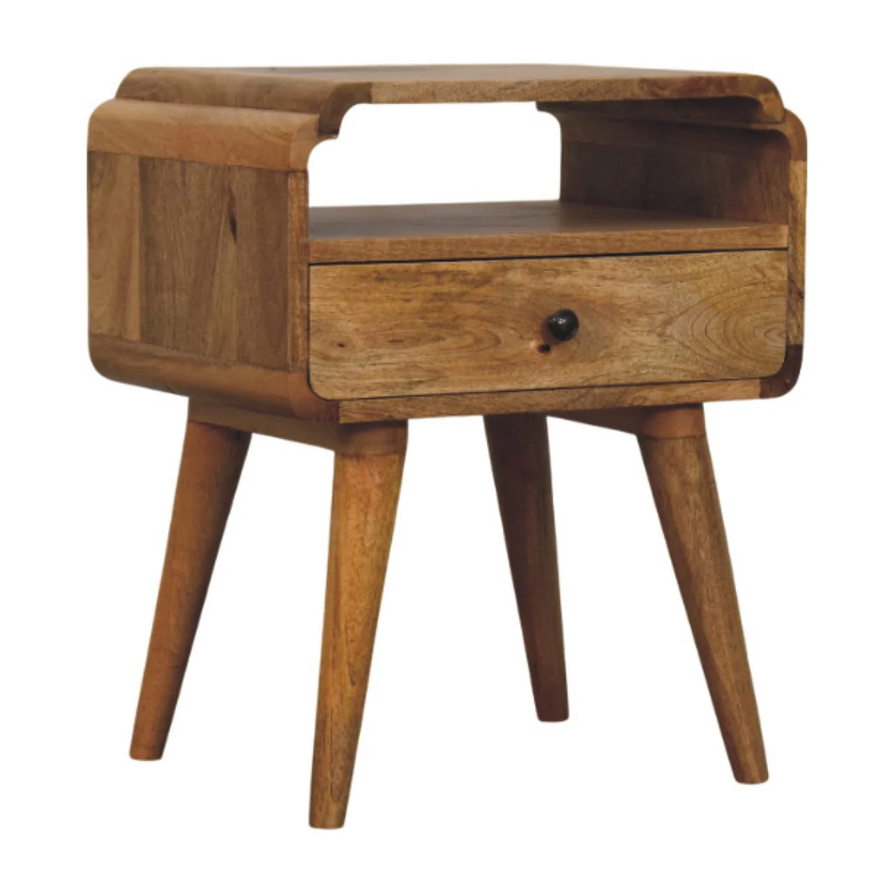 Artisan Furniture Massivholz Newton eichenähnlicher Nachttisch, 1 Schublade, 1 Regal, Beige - Image 3