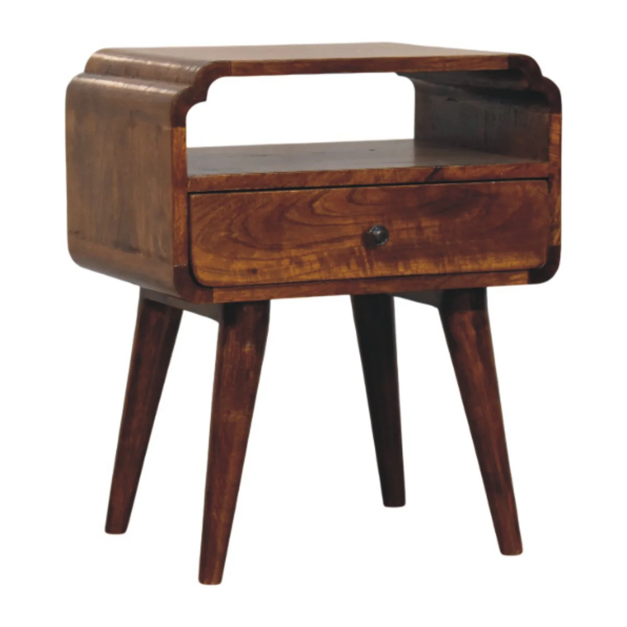 Artisan Furniture Massivholz Newton Kastanien Nachttisch, 1 Schublade, 1 Regal, Braun - Image 4
