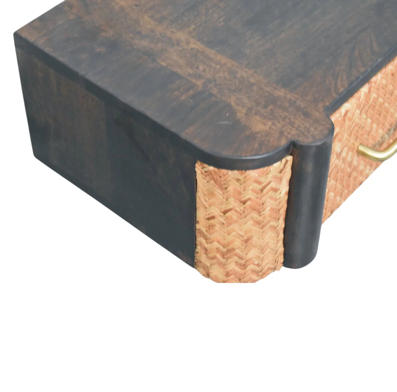 Artisan Furniture Massivholz Rattan gebogener wandmontierter Schubladenschrank, Dunkelbraun - Image 6