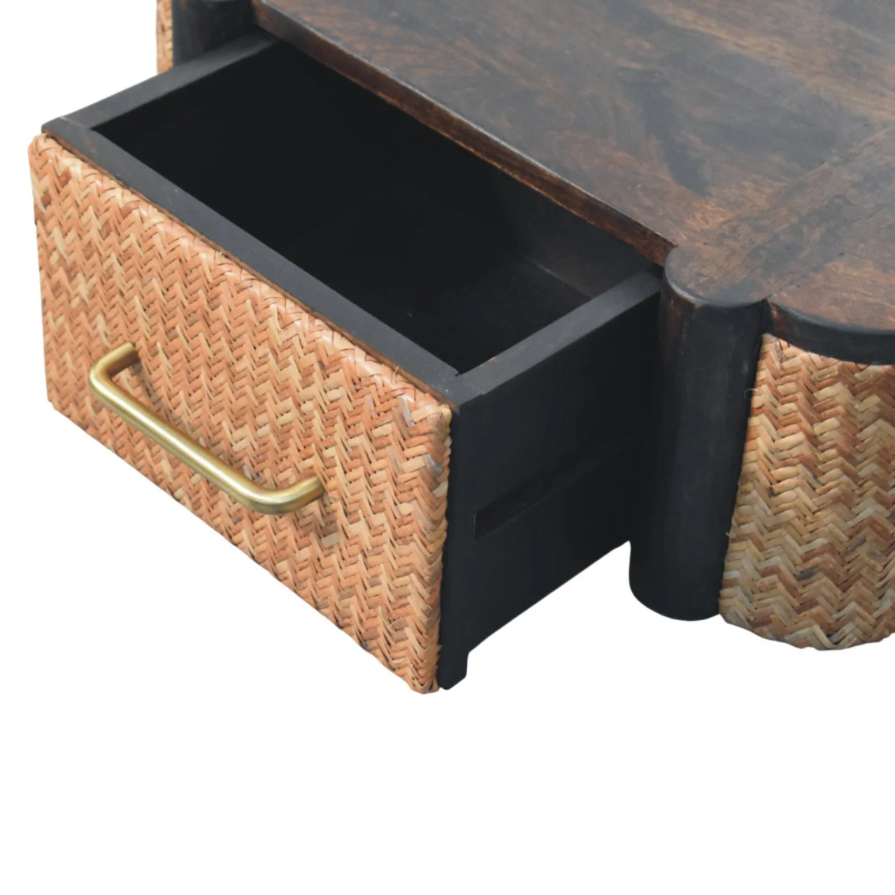 Artisan Furniture Massivholz Rattan gebogener wandmontierter Schubladenschrank, Dunkelbraun - Image 8