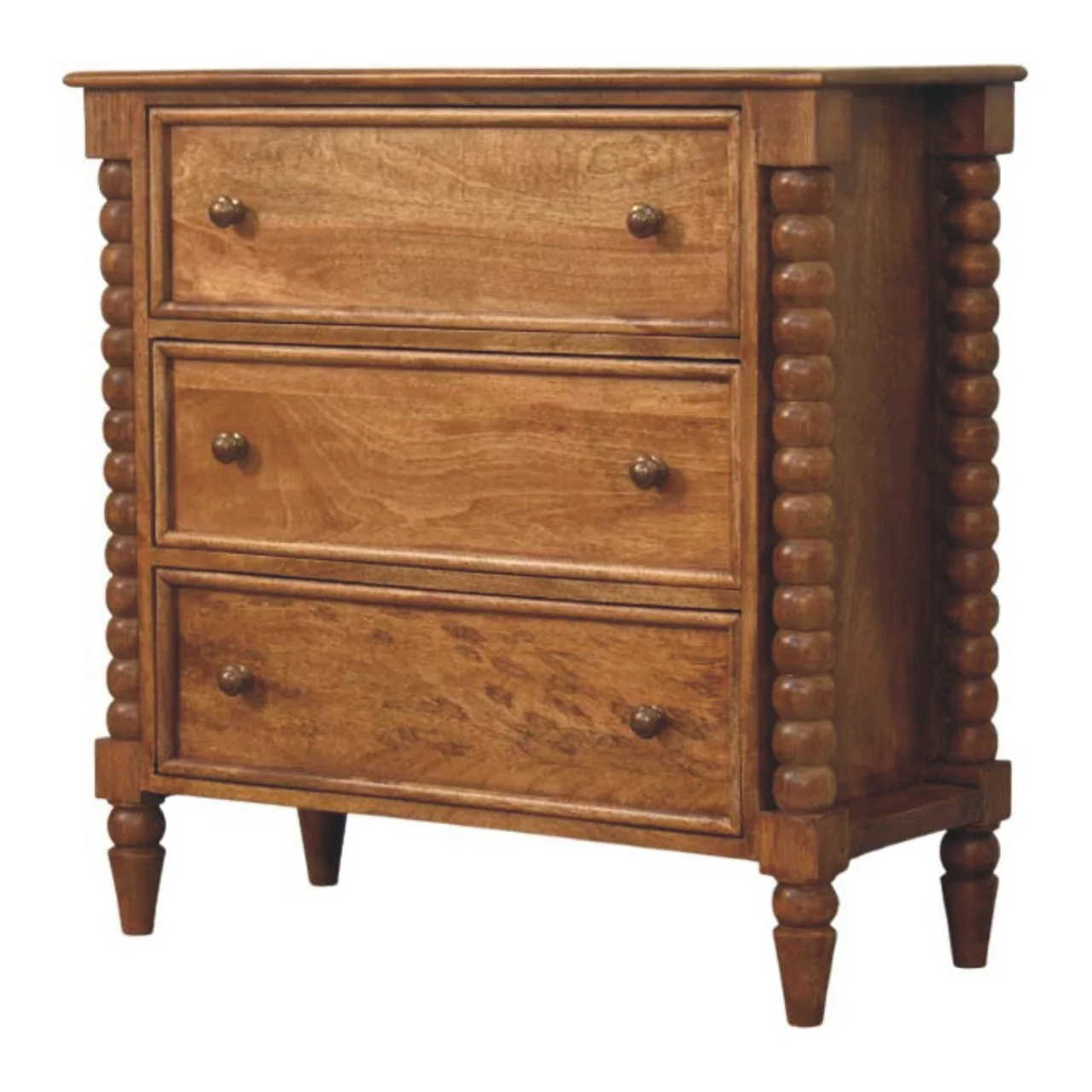 Artisan Furniture Massivholz Spindel Kommode, 3 Schubladen, Braun - Image 3