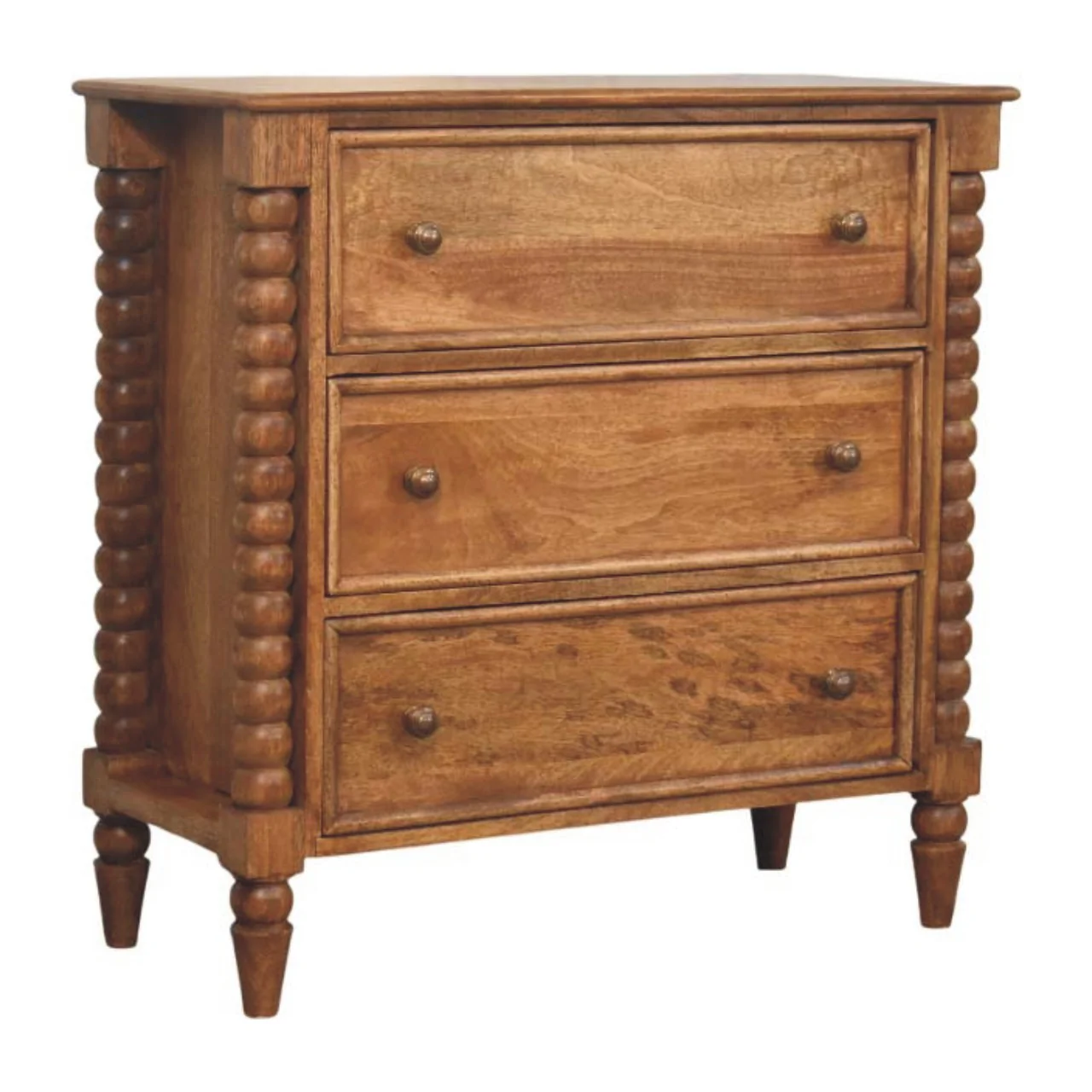 Artisan Furniture Massivholz Spindel Kommode, 3 Schubladen, Braun - Image 4