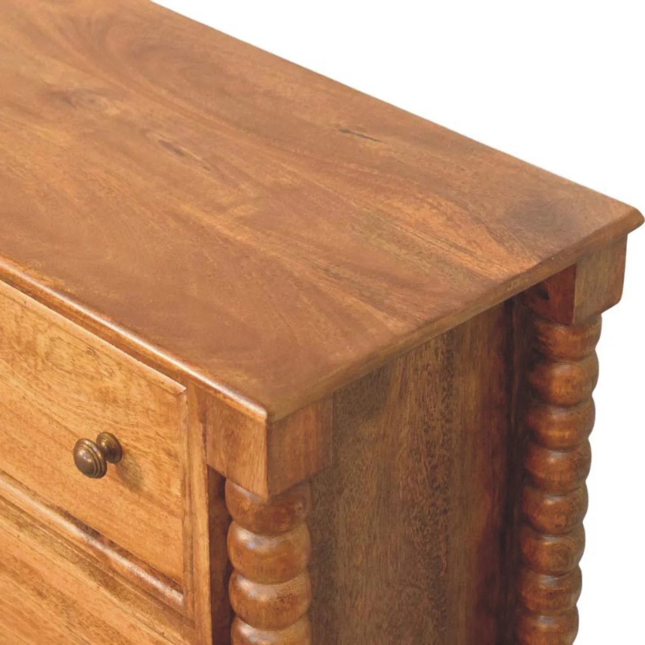 Artisan Furniture Massivholz Spindel Kommode, 3 Schubladen, Braun - Image 6