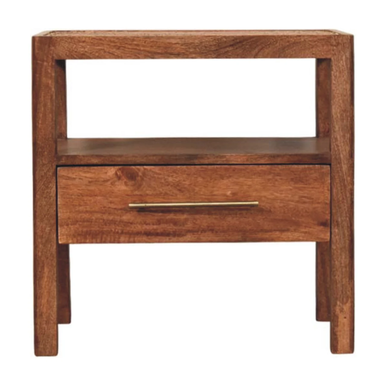 Artisan Furniture Massivholz The Caldera Nachttisch, 1 Schublade, 1 Regal, Braun