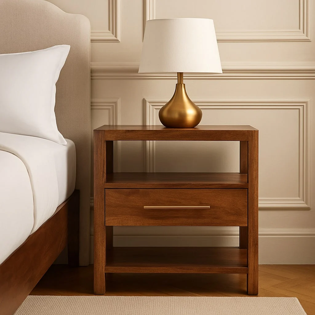 Artisan Furniture Massivholz The Caldera Nachttisch, 1 Schublade, 1 Regal, Braun - Image 2