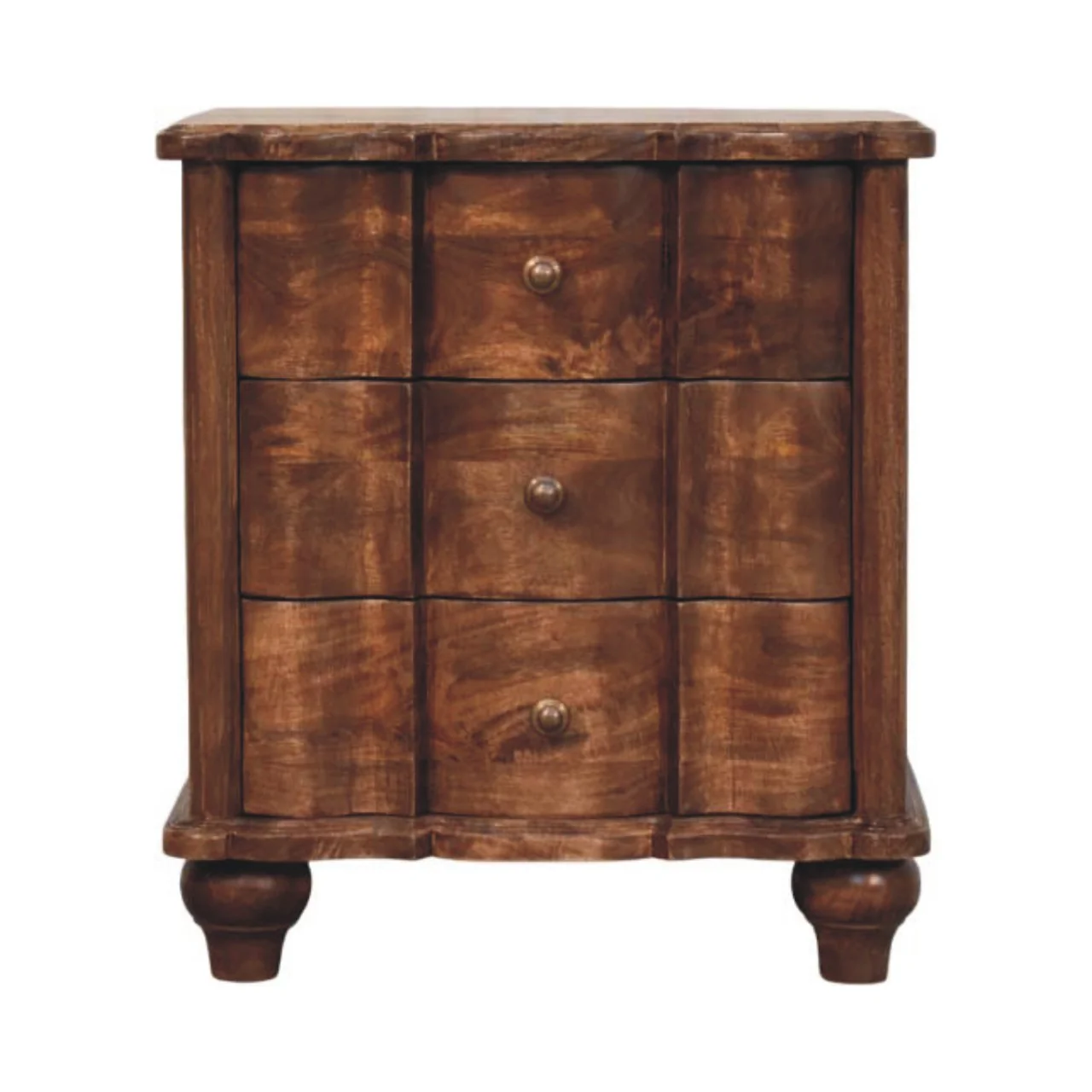 Artisan Furniture Massivholz Valencia Nachttisch, 3 Schubladen, Braun