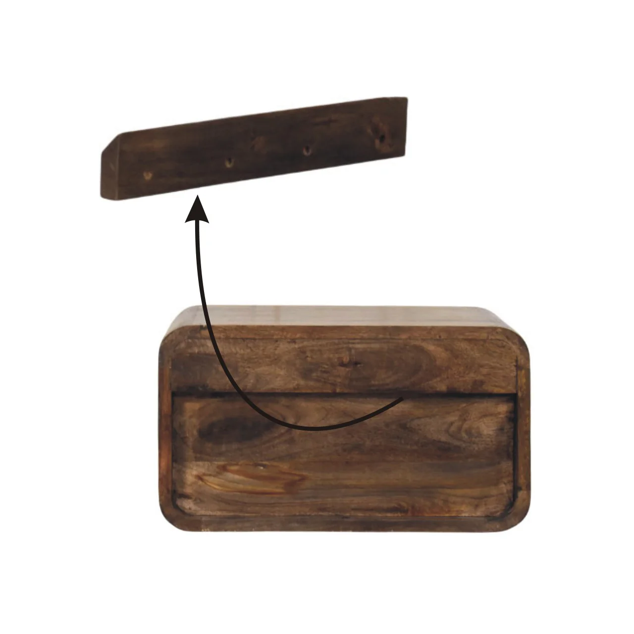 Artisan Furniture Massivholz Wandmontage Offener Schlitz Nachttisch Braun - Image 11