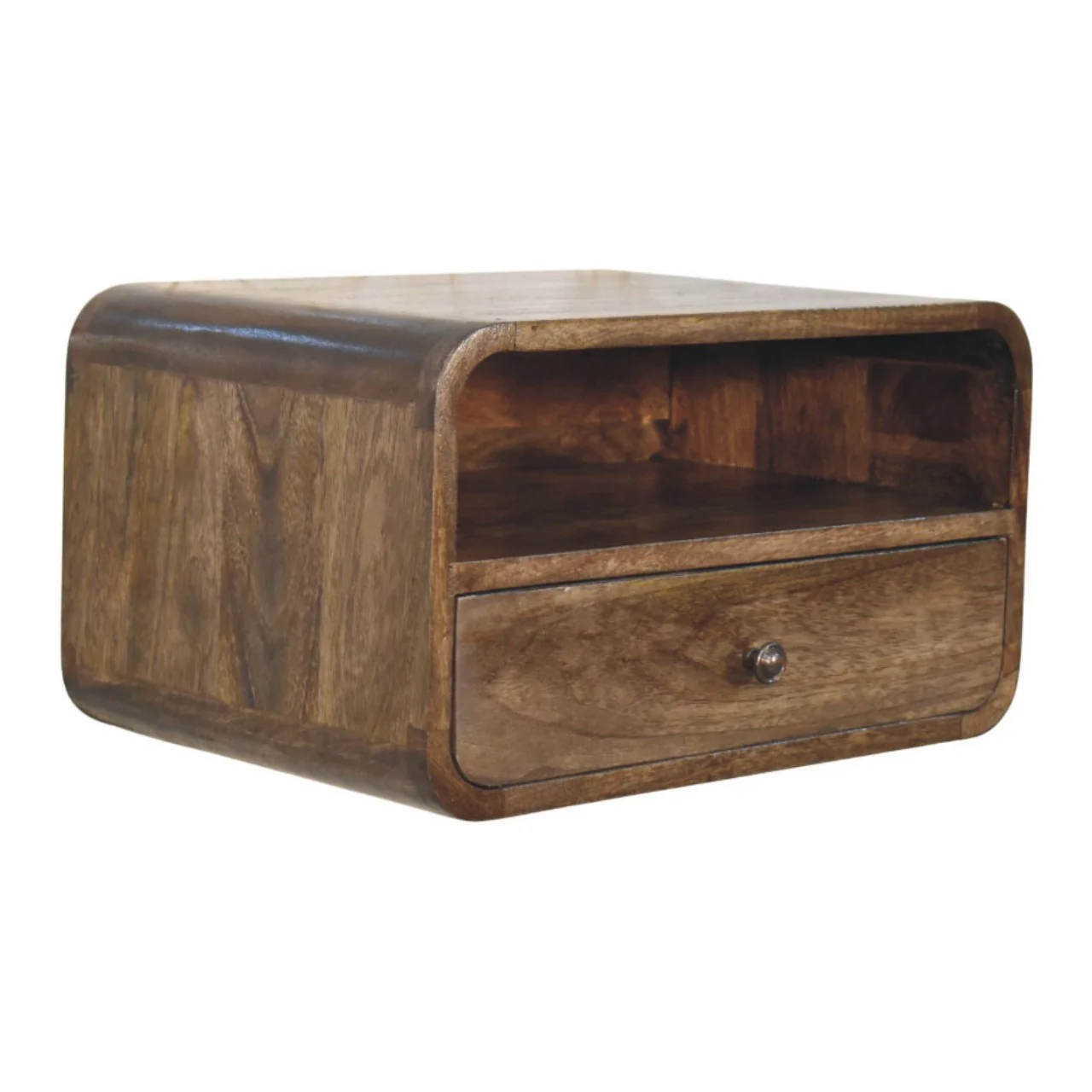 Artisan Furniture Massivholz Wandmontage Offener Schlitz Nachttisch Braun - Image 4