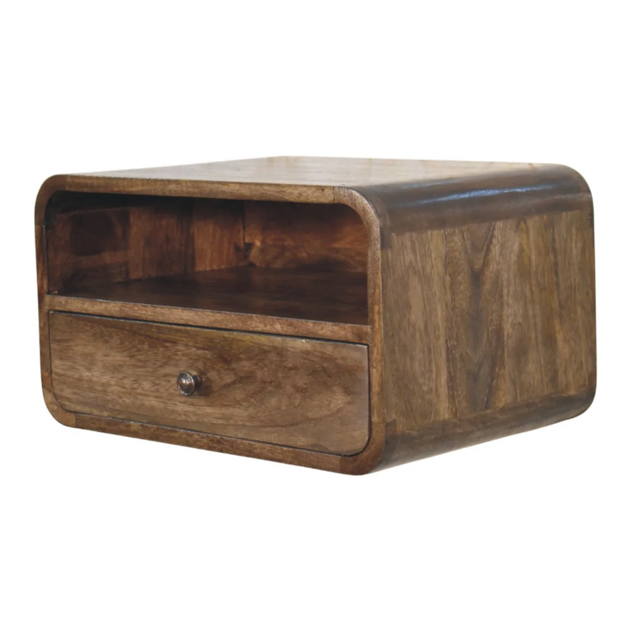 Artisan Furniture Massivholz Wandmontage Offener Schlitz Nachttisch Braun - Image 5