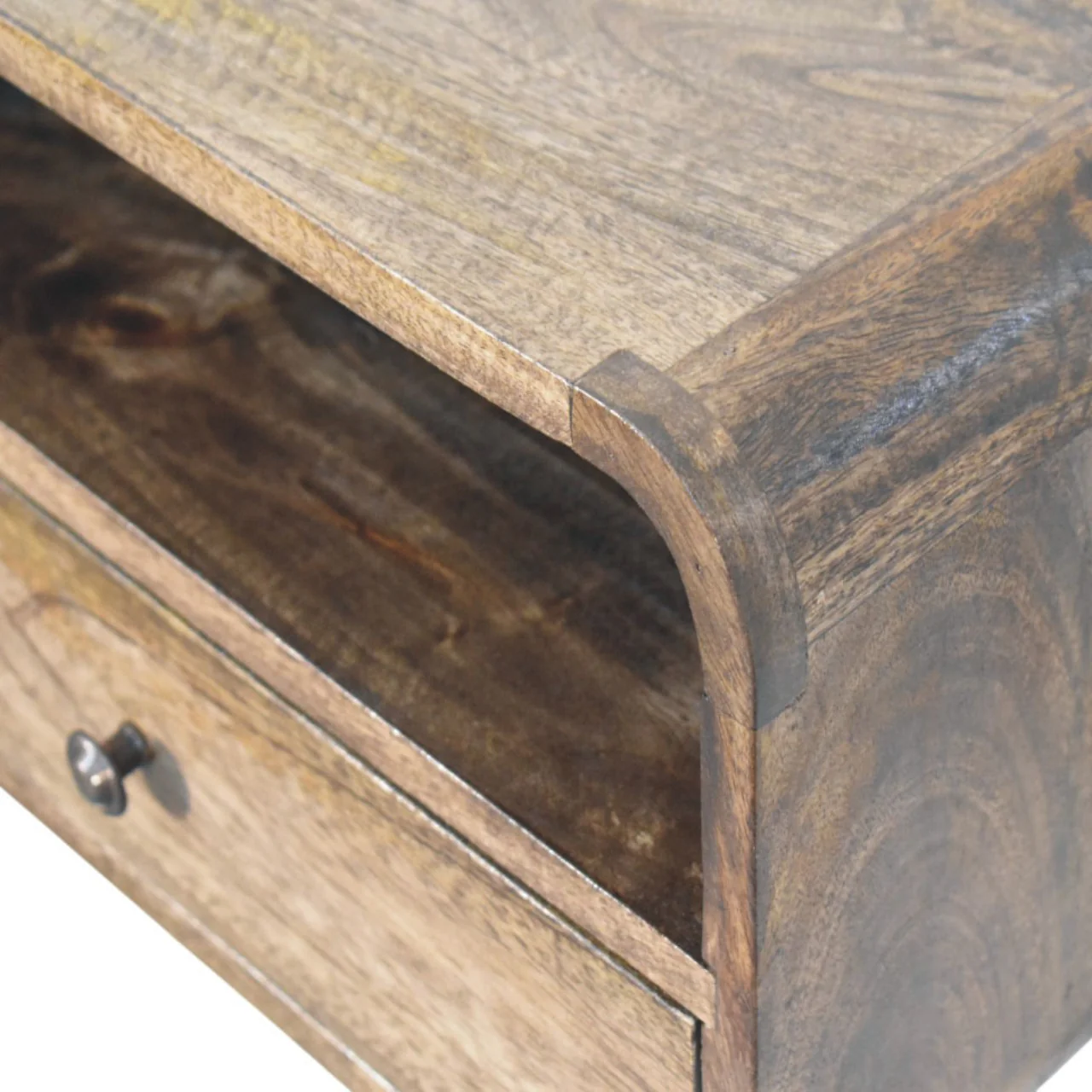 Artisan Furniture Massivholz Wandmontage Offener Schlitz Nachttisch Braun - Image 7