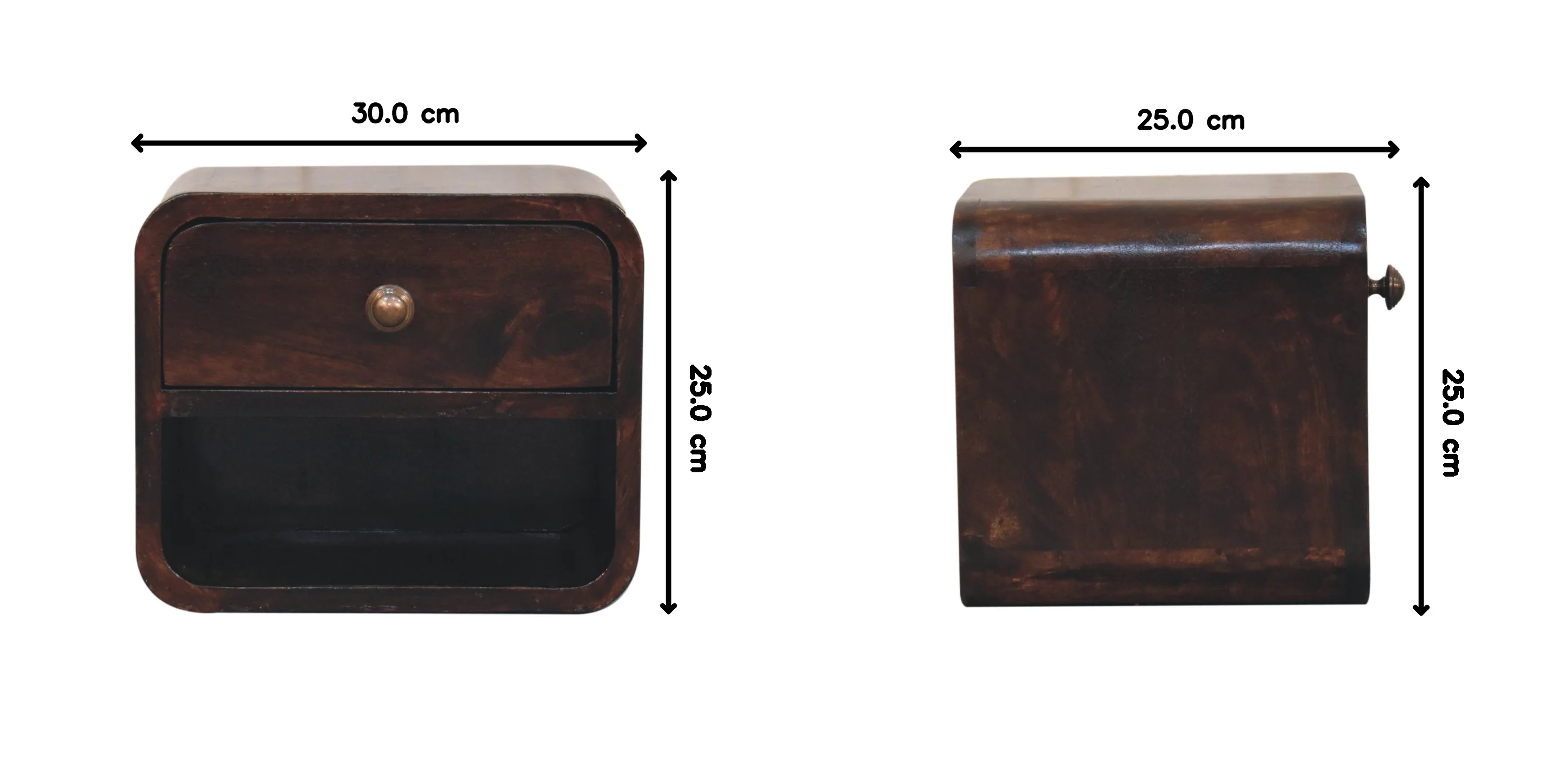 Artisan Furniture Mini Wand-Nachttisch aus Kalifornischer Walnuss mit offenem Fach - Image 3