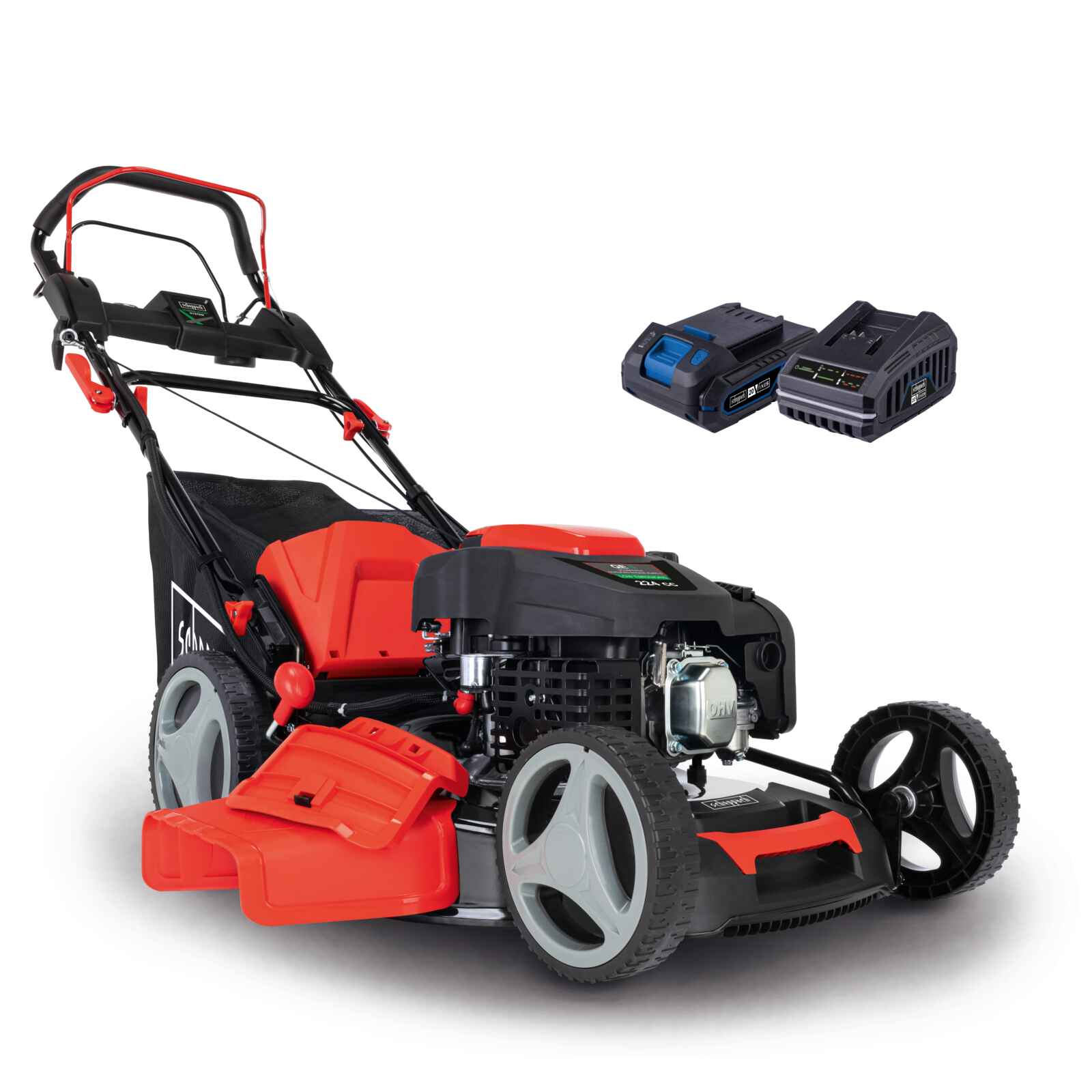[B-WARE] Scheppach Benzin Rasenmäher MS226-53E - 6 PS | Schnittbreite 530mm | 65L Korb | E-Start