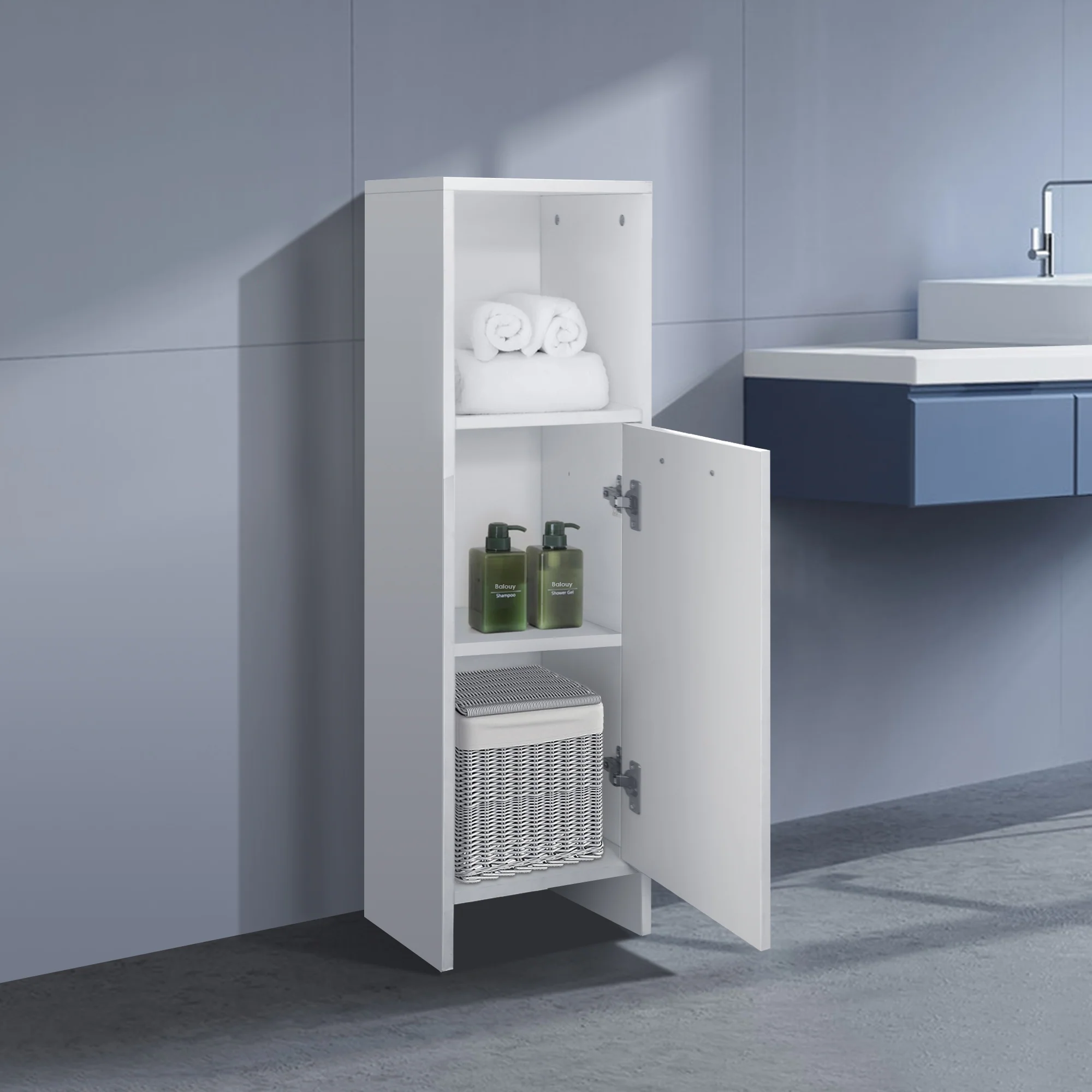 Badezimmerschrank 30x95x30 cm Weiß aus MDF ML-Design - Image 2
