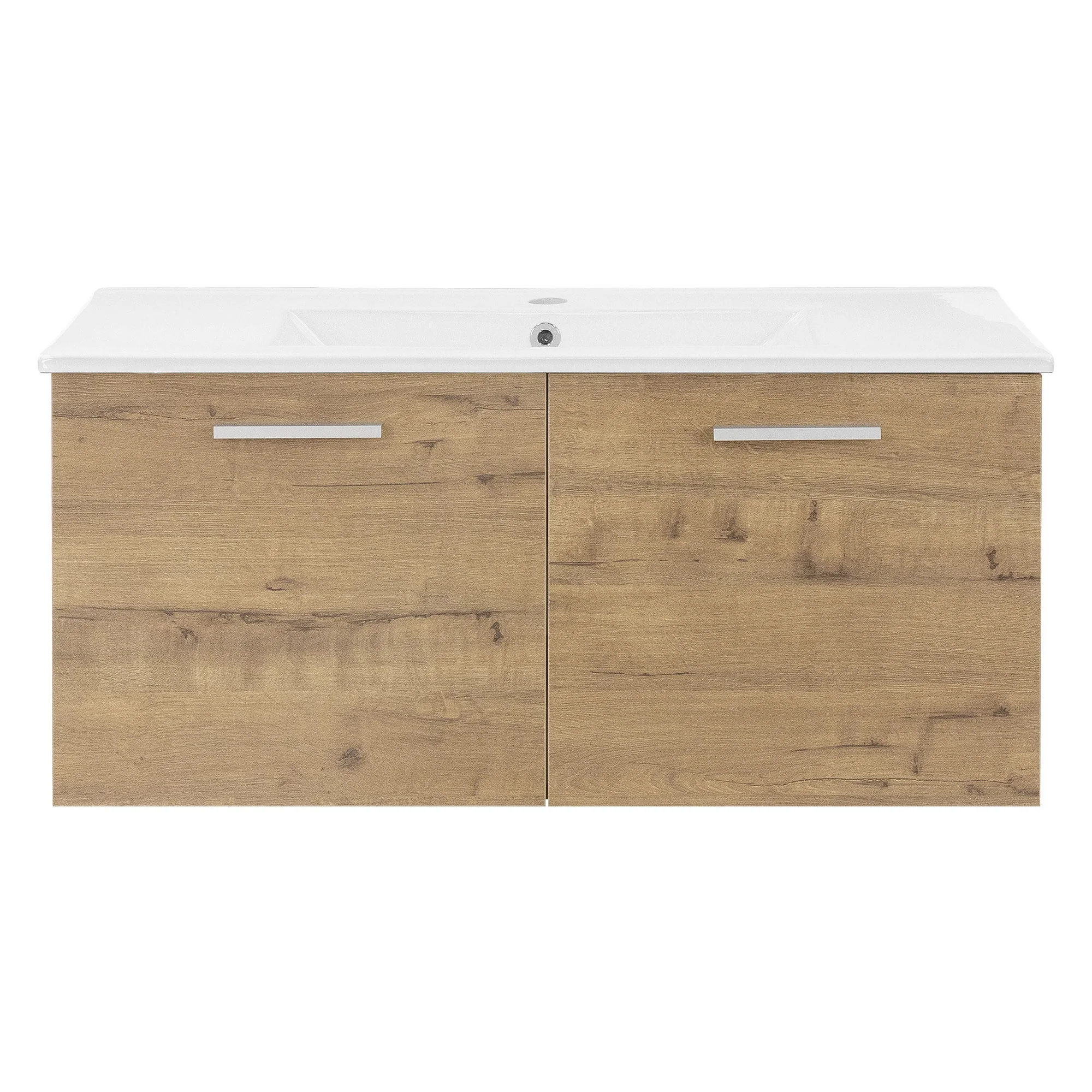 Badmöbel-Set 2-teilig, Roteiche, Unterschrank 89x45x42 cm, MDF, Waschbecken 91 cm - Image 2