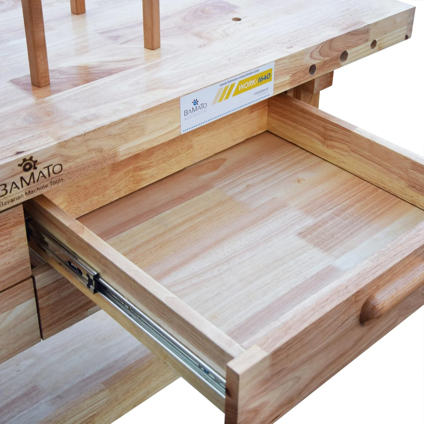 BAMATO WORK-1640 Hobelbank | 8 Bankhaken | 4 Schubladen | Spannzange | 1520 x 500mm - Image 2