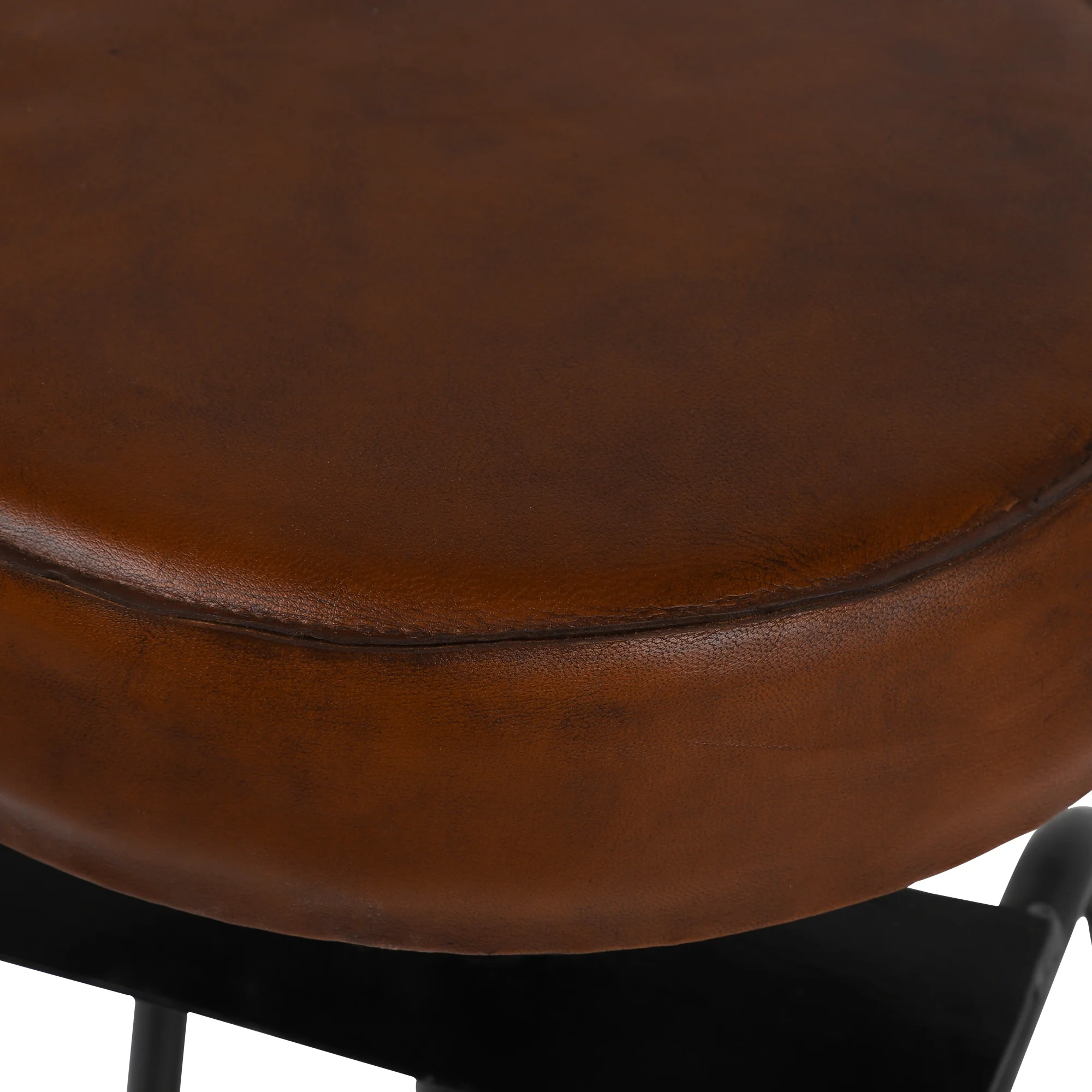 Barhocker 2er Set höhenverstellbar Ø32 x 70-89 cm, aus Echtleder/Metallgestell - Image 3