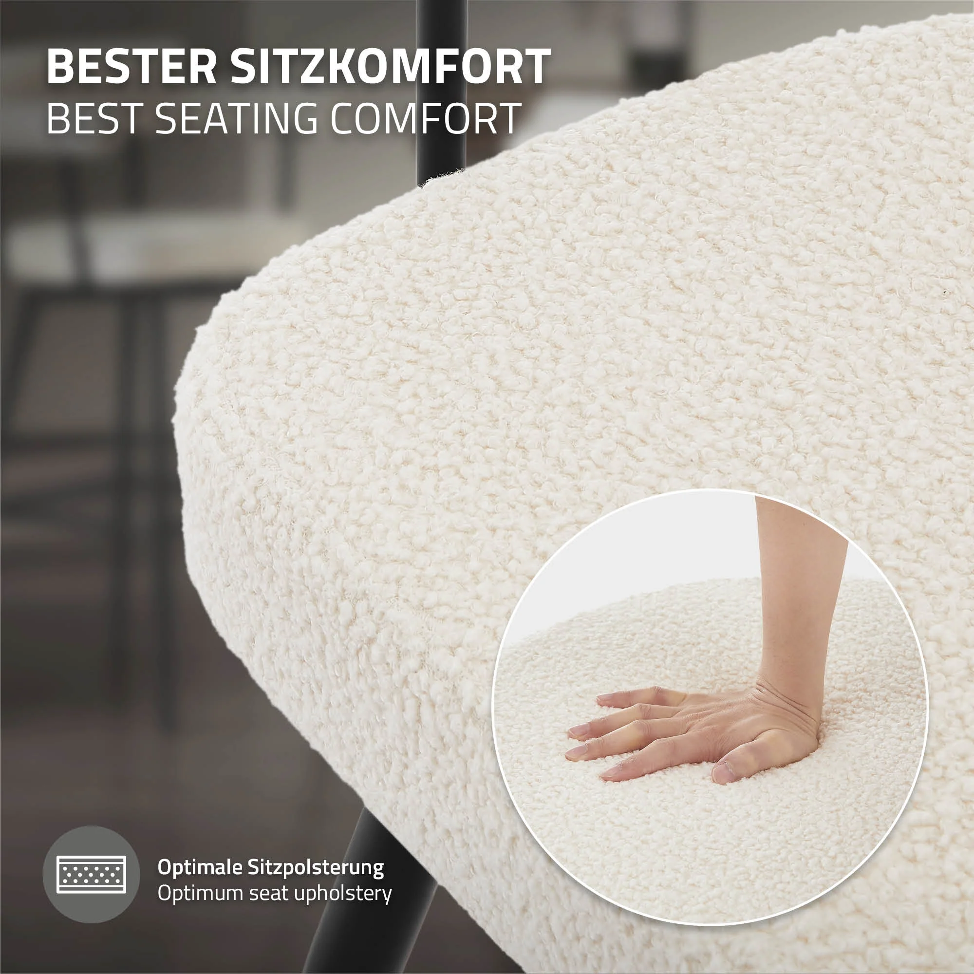 Barhocker mit Arm- und Rückenlehne, Teddy-Stoff, H:76cm, 360° drehbar, inkl. Fußstütze - Image 89