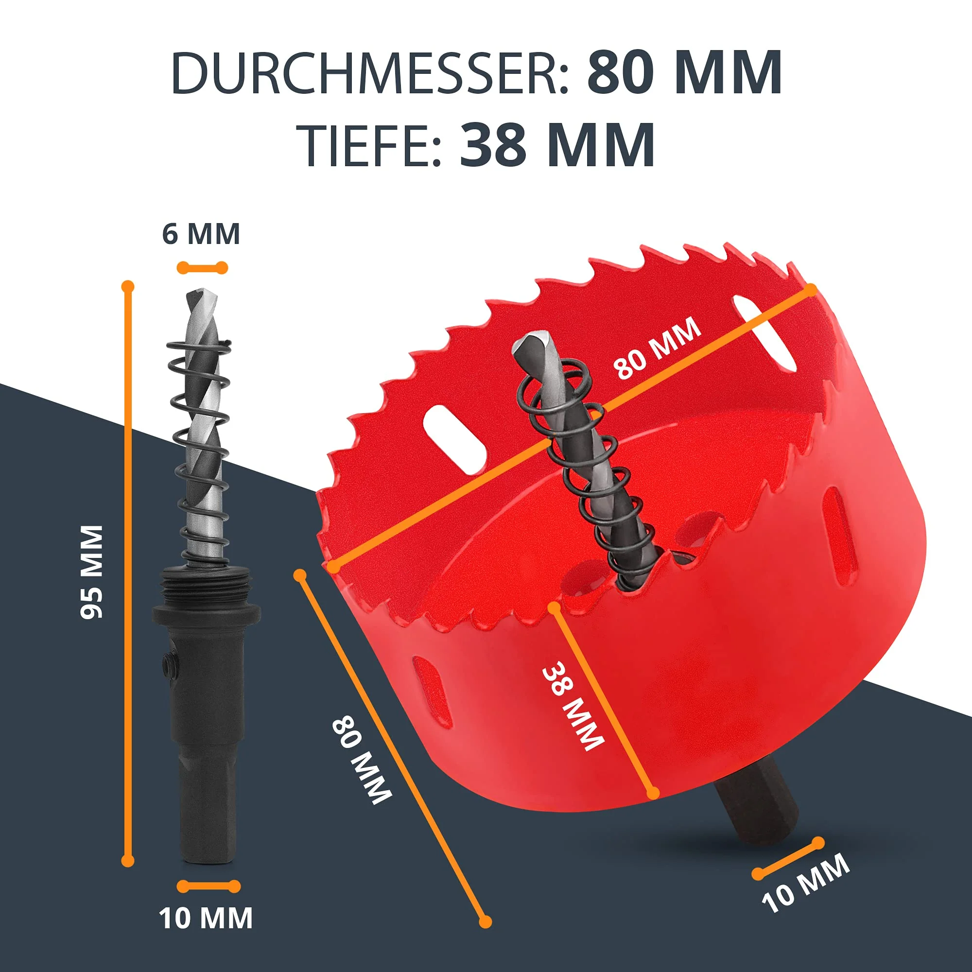 BAURIX® Bi-Metall-Lochsäge [80mm] I Ultimative Bohrkrone für Trockenbau, Holz, Steckdose I - Image 5