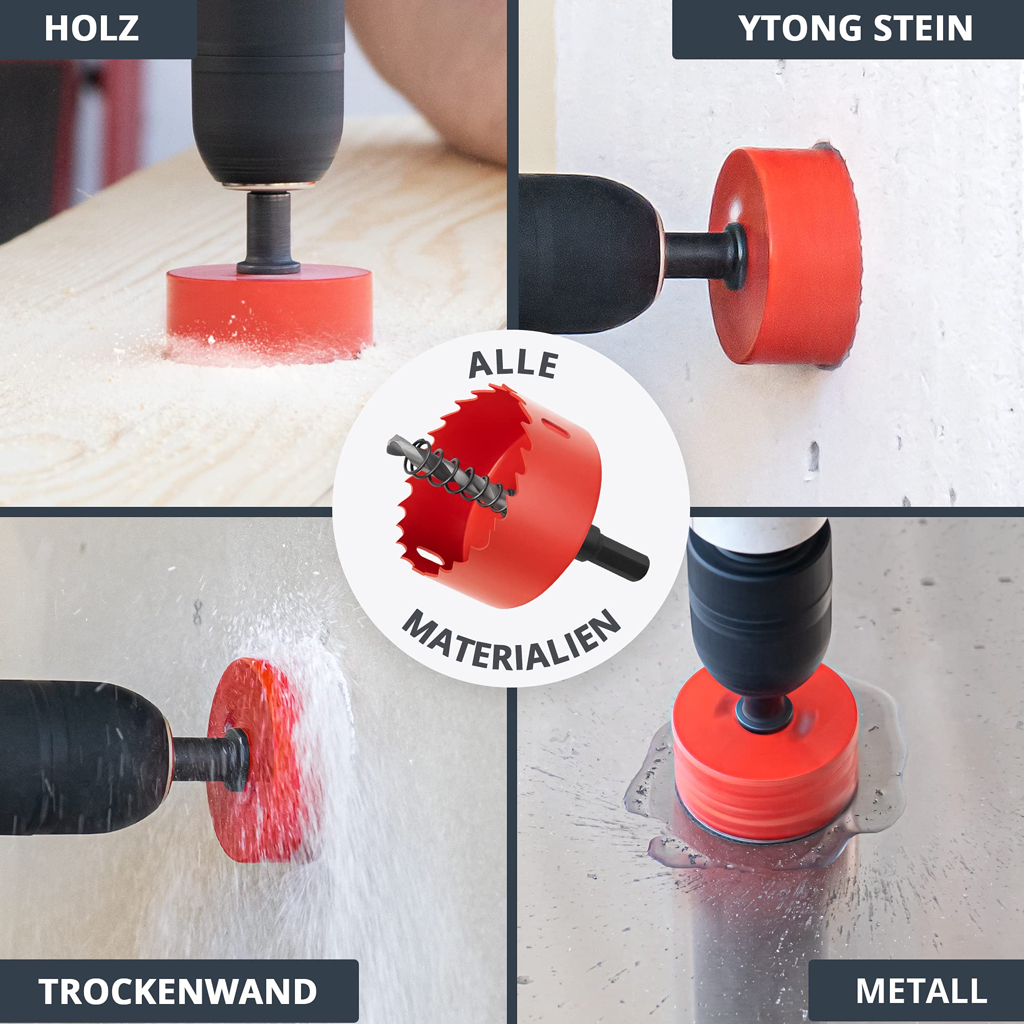 BAURIX® Bi-Metall-Lochsäge [80mm] I Ultimative Bohrkrone für Trockenbau, Holz, Steckdose I - Image 6