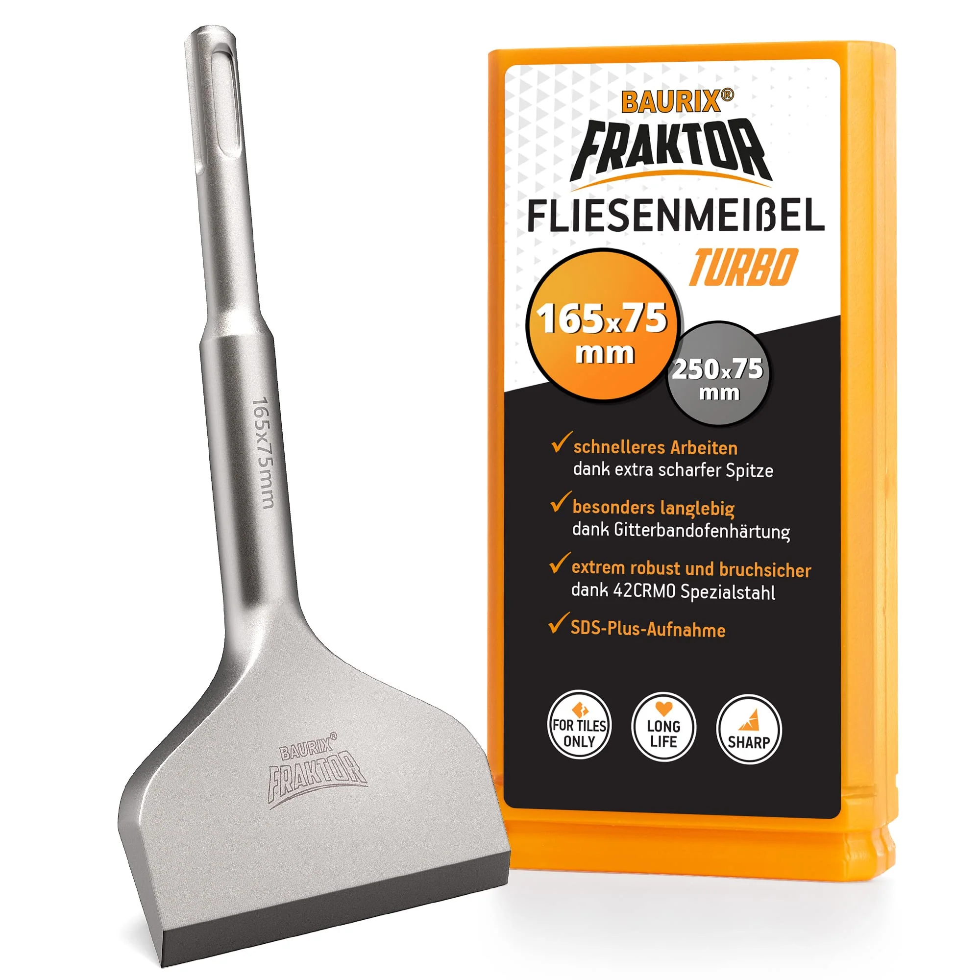 BAURIX® Fliesenmeißel SDS Plus Meißel [165x75 mm] I FRAKTOR®-System - Mühelos Fliesen - Image 5