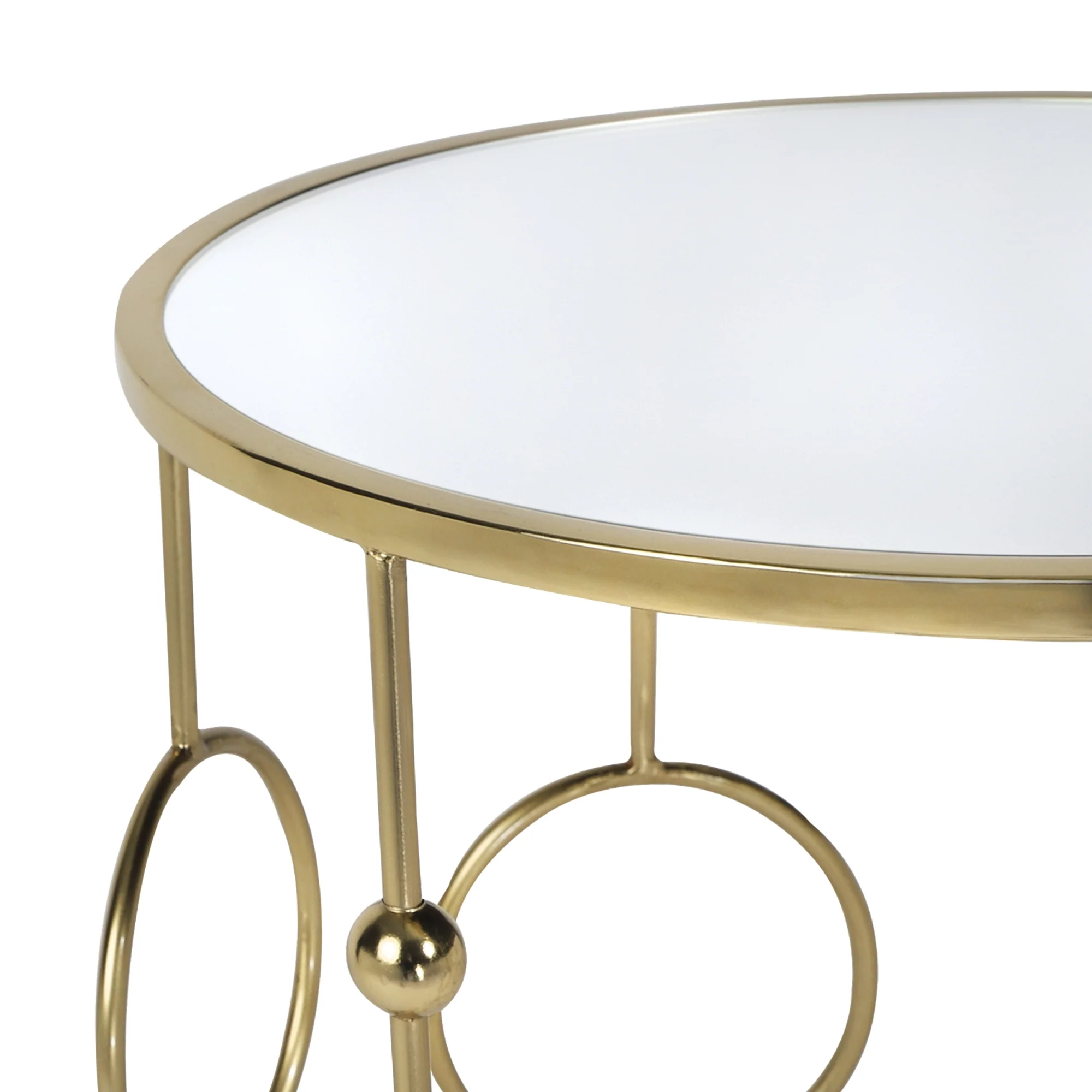 Beistelltisch 2er Set Ø 40x45 / 45x55 cm Gold aus Metall und Spiegelglas WOMO-Design - Image 3