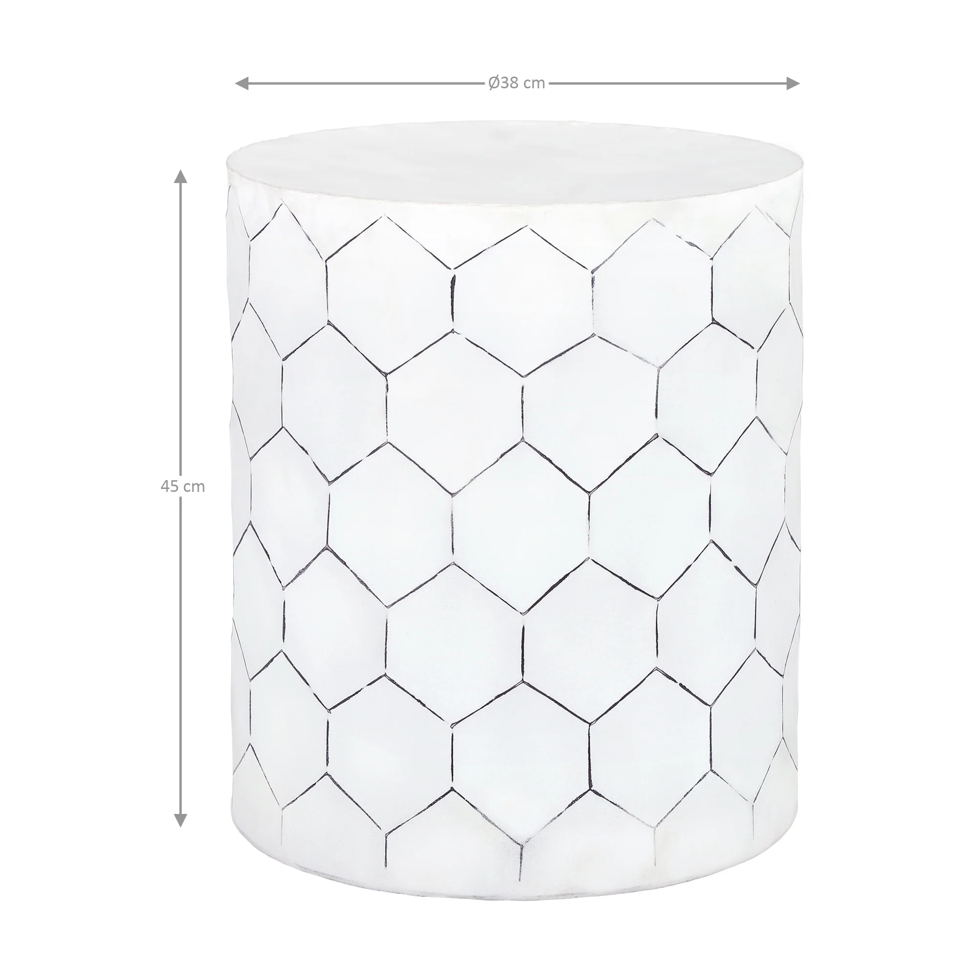 Beistelltisch Ø 38x45 cm Weiß aus Metall WOMO-Design - Image 5