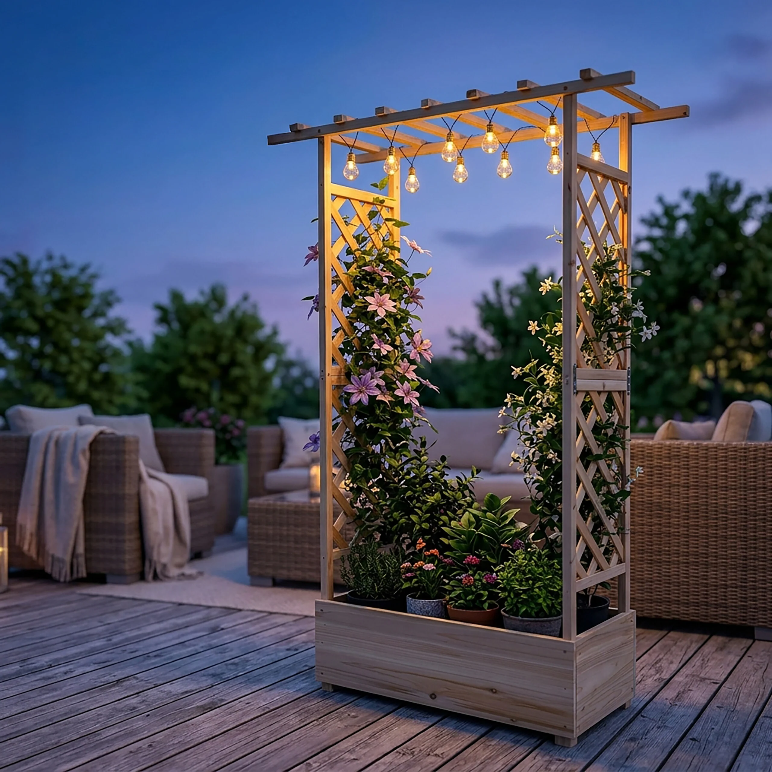 Blumenkasten mit Rankgitter & Dach - Image 14