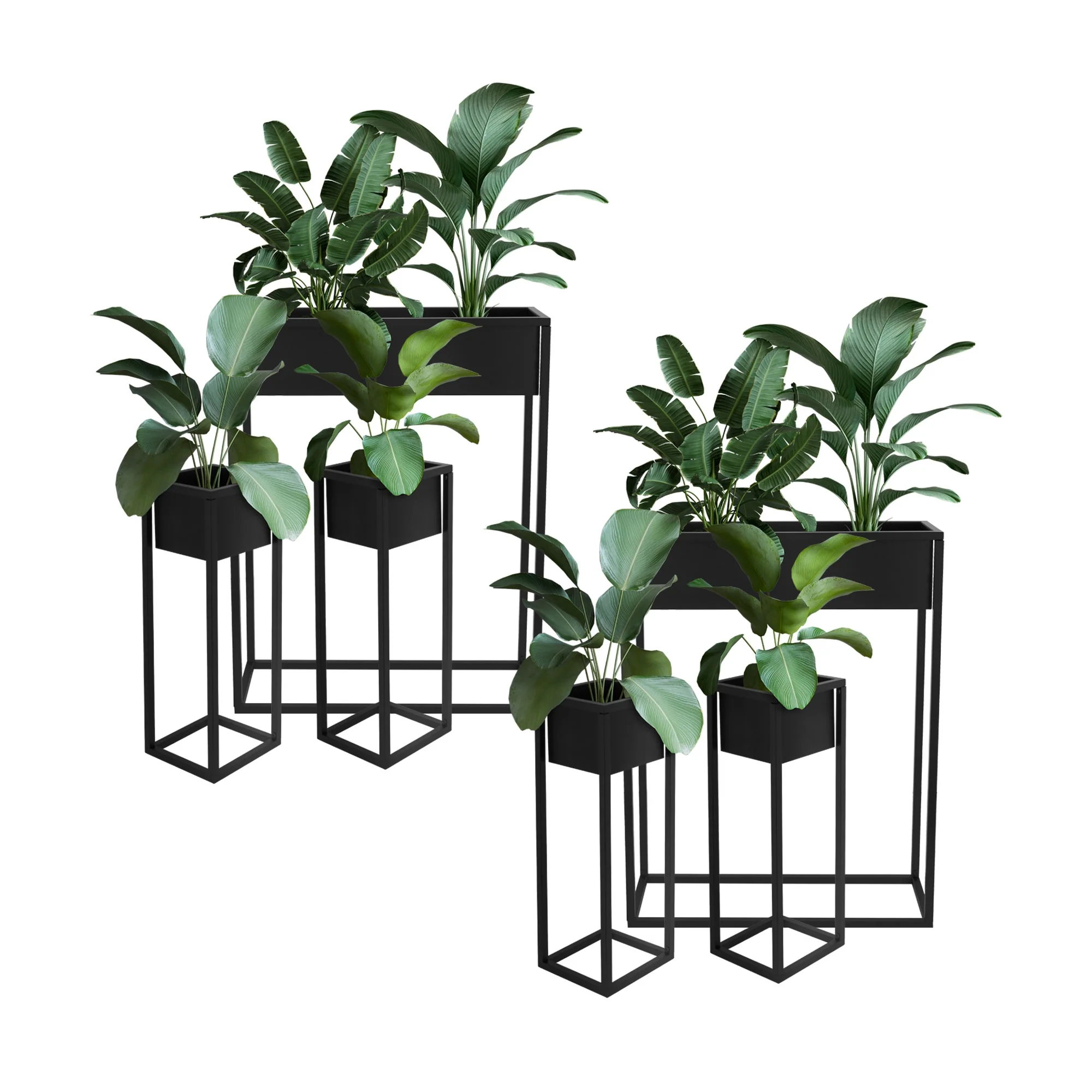 Blumenständer 3er Set Schwarz aus Metall ML-Design