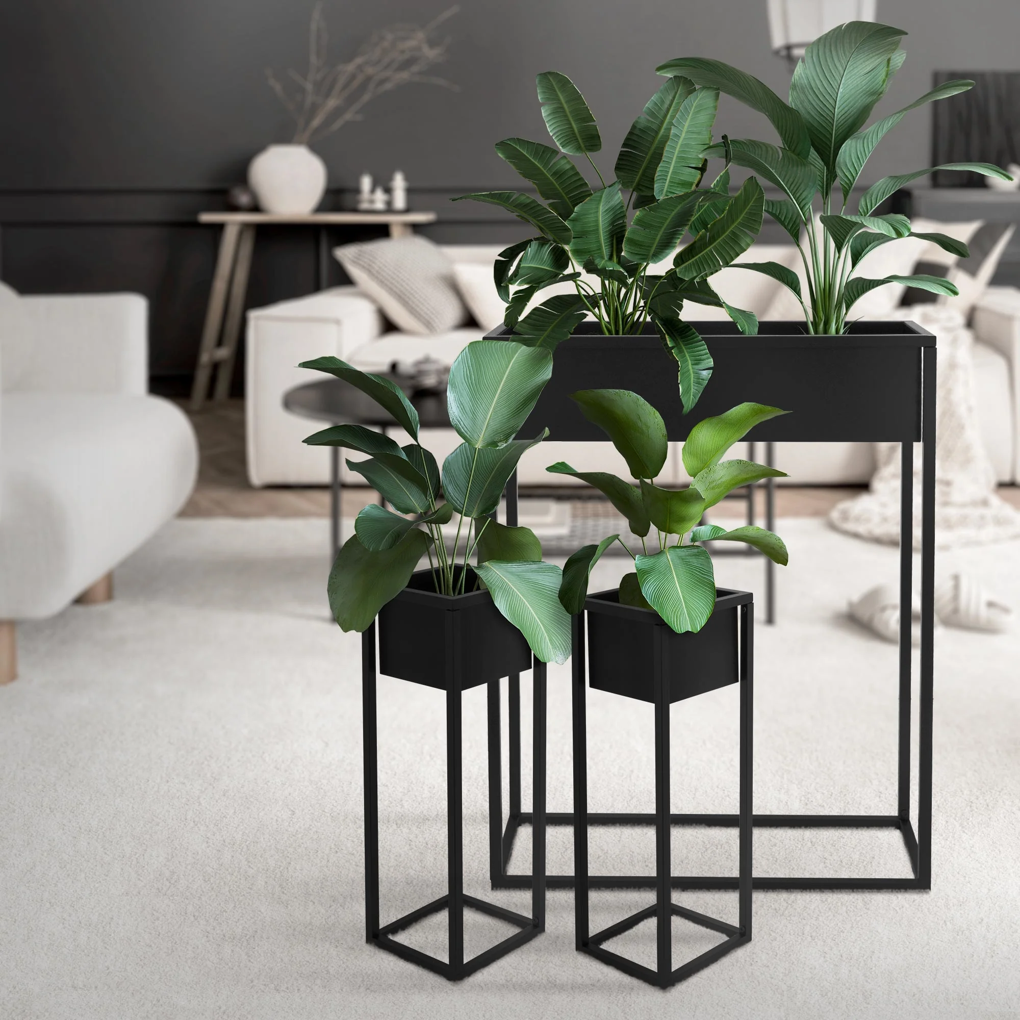 Blumenständer 3er Set Schwarz aus Metall ML-Design - Image 6