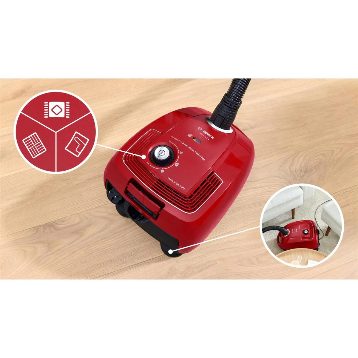 Bosch Serie 4, Staubsauger mit Beutel, Rot, BGD38RD1H - Image 5