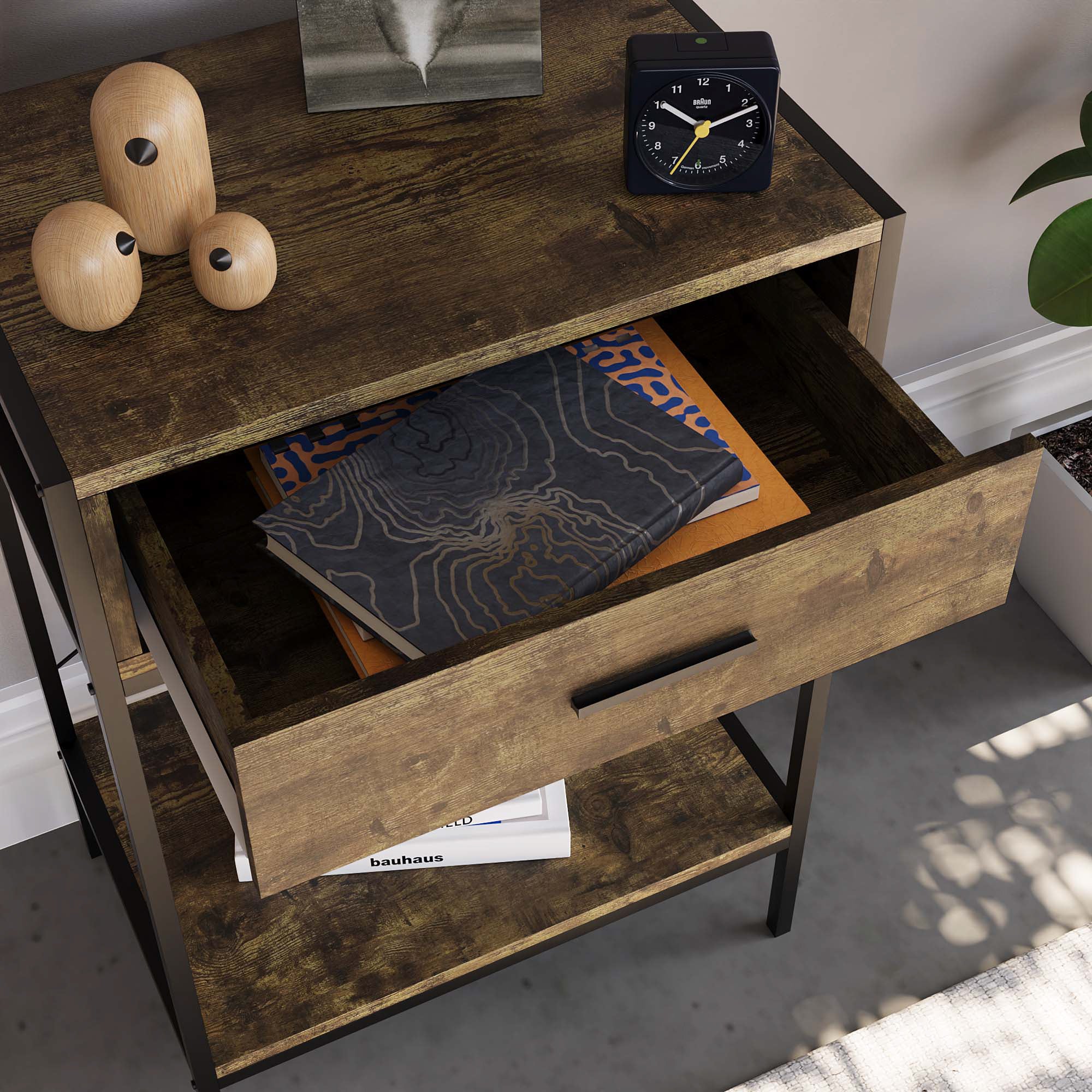 Brooklyn Konsolentisch in Dunkles Holz mit 1 Schublade und Ablageboden – Wohnzimmer & Flurmöbel - Image 6