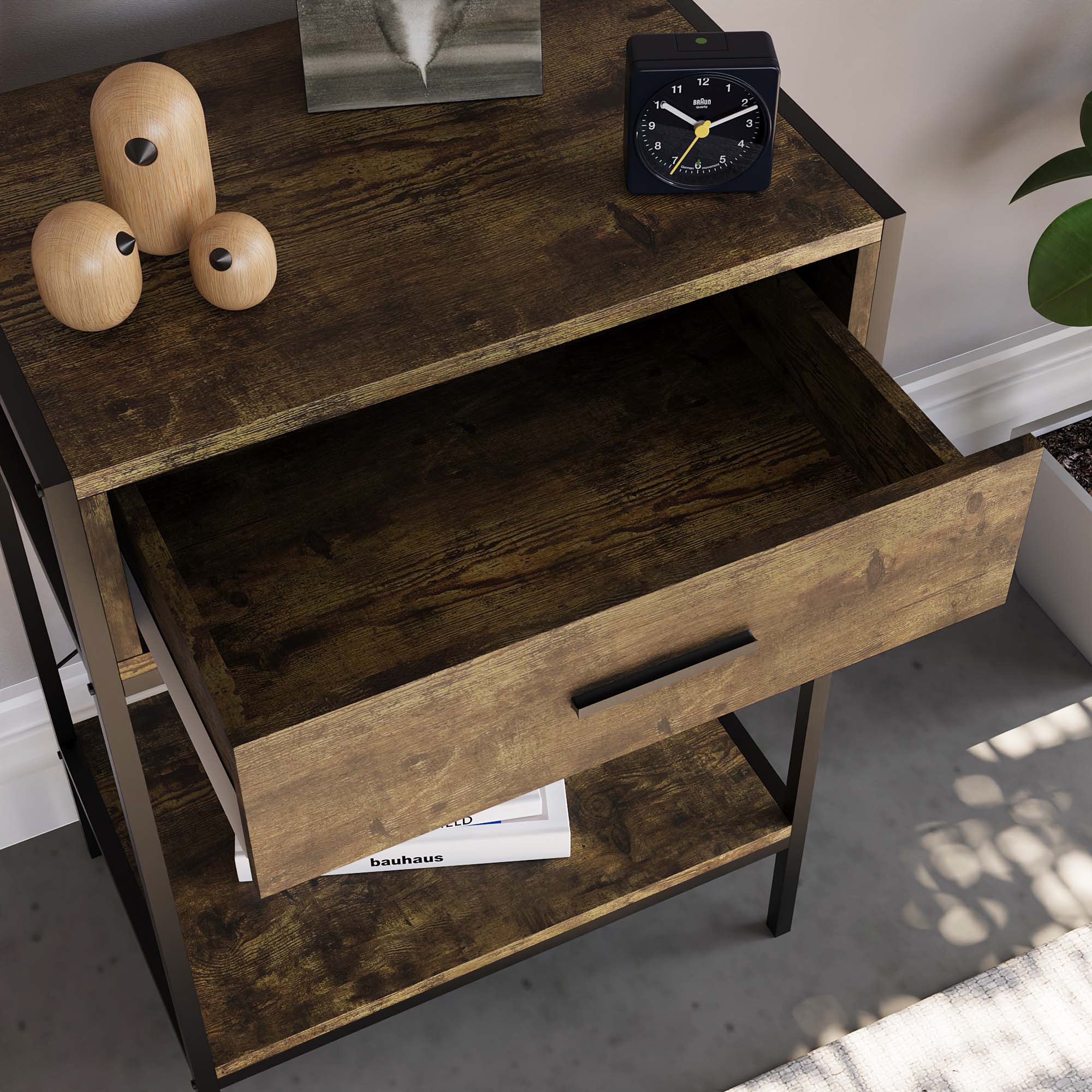 Brooklyn Konsolentisch in Dunkles Holz mit 1 Schublade und Ablageboden – Wohnzimmer & Flurmöbel - Image 7