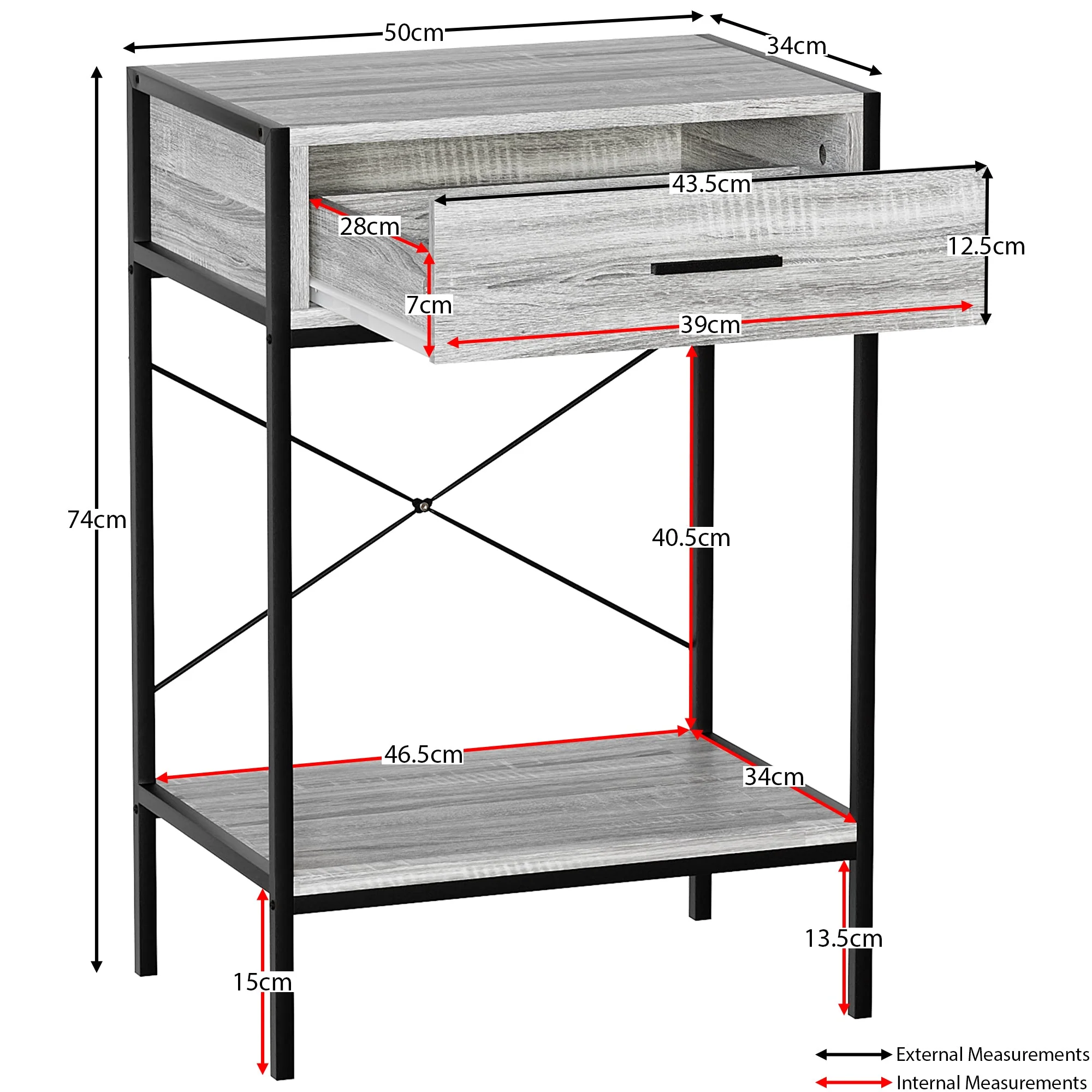 Brooklyn Konsolentisch in Dunkles Holz mit 1 Schublade und Ablageboden – Wohnzimmer & Flurmöbel - Image 8