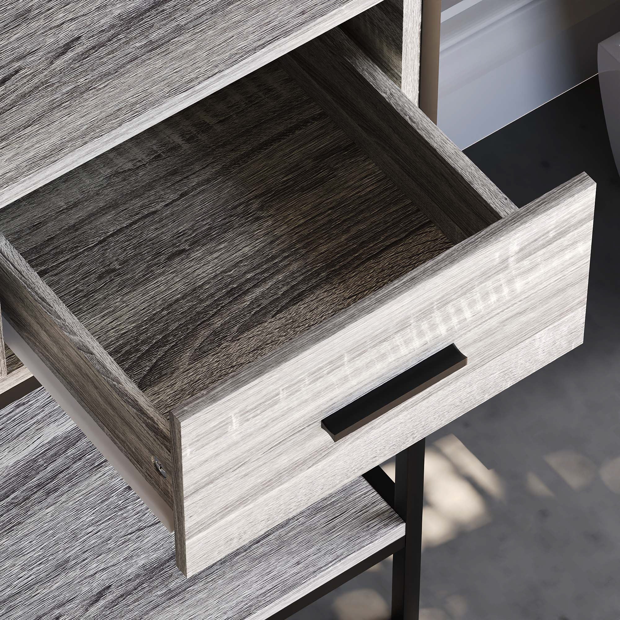 Brooklyn Konsolentisch in Grauem Holz mit 3 Schubladen und Ablageboden – Wohnzimmer & Flurmöbel - Image 12