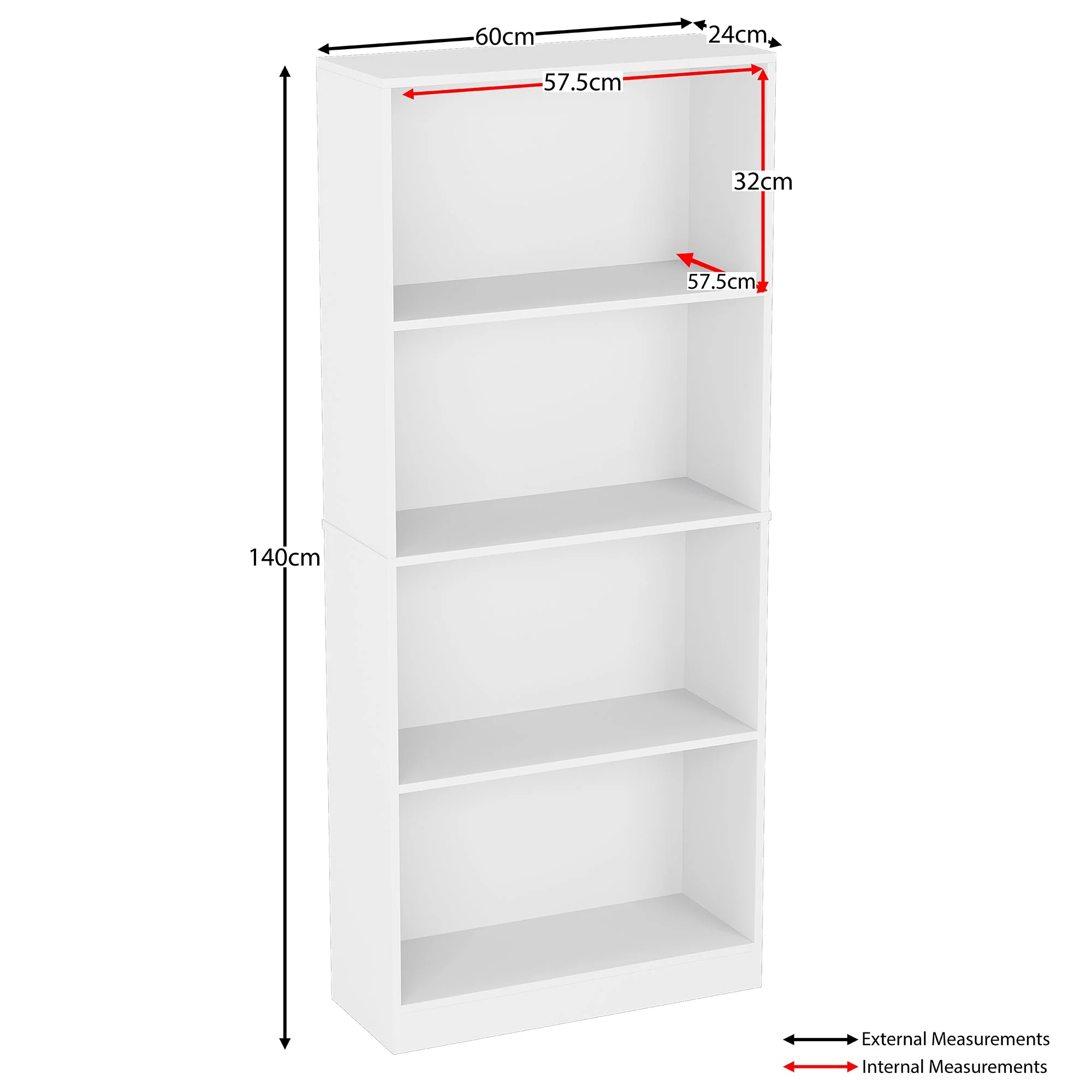 Cambridge Bücherregal mit 4 Ebenen in Schwarz – Modernes Regal mit Ablagefächern und Stauraum - Image 32