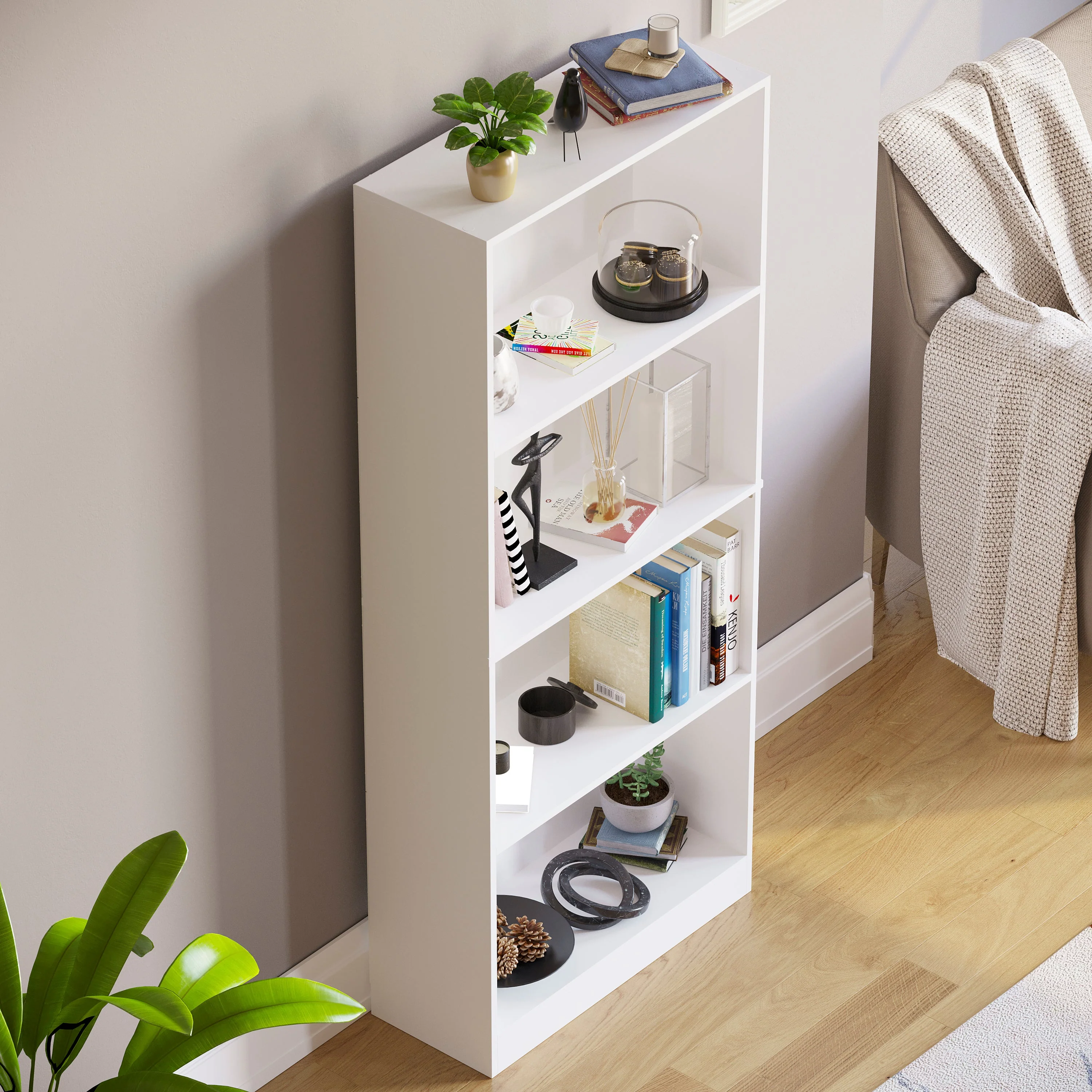 Cambridge Bücherregal mit 4 Ebenen in Schwarz – Modernes Regal mit Ablagefächern und Stauraum - Image 33