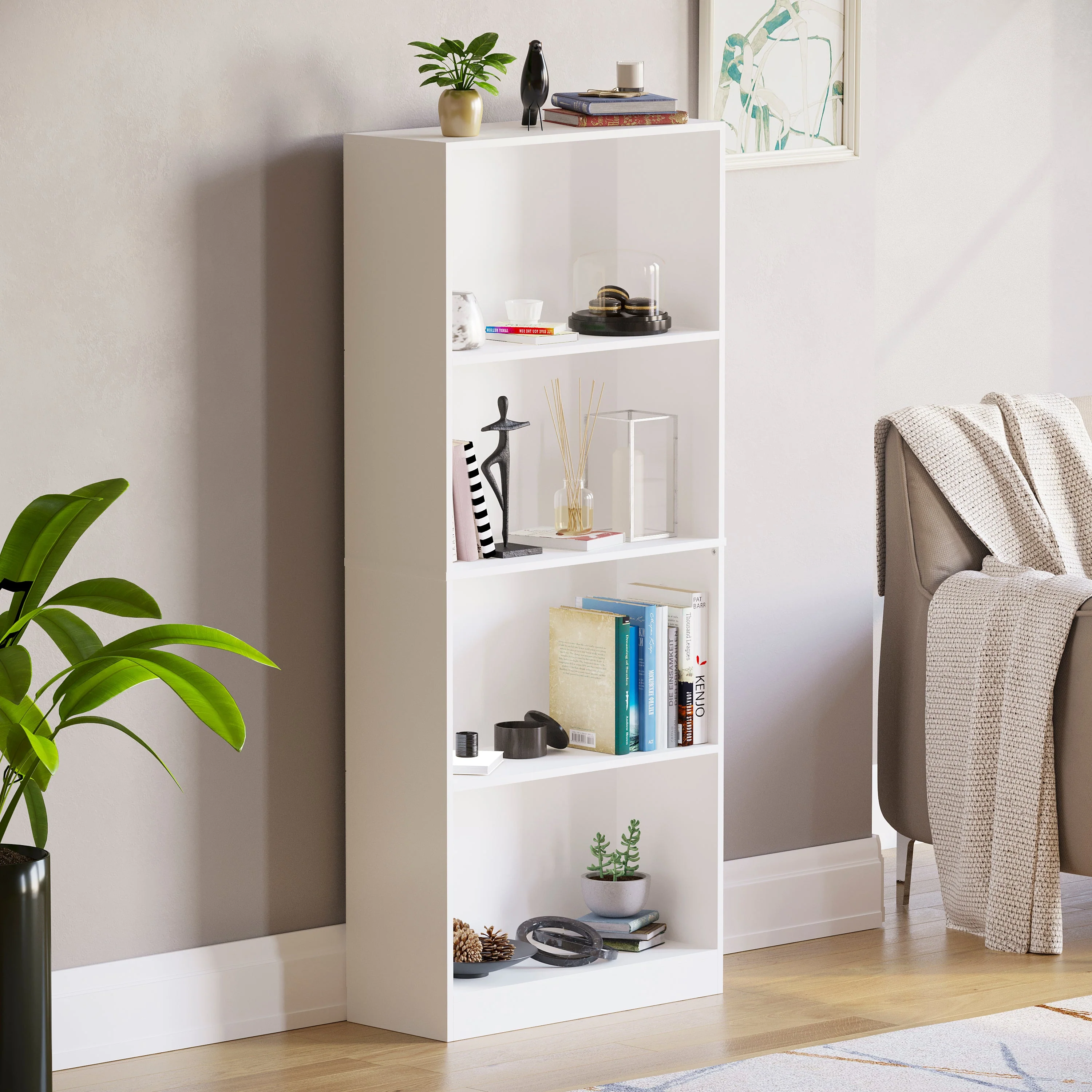 Cambridge Bücherregal mit 4 Ebenen in Schwarz – Modernes Regal mit Ablagefächern und Stauraum - Image 5