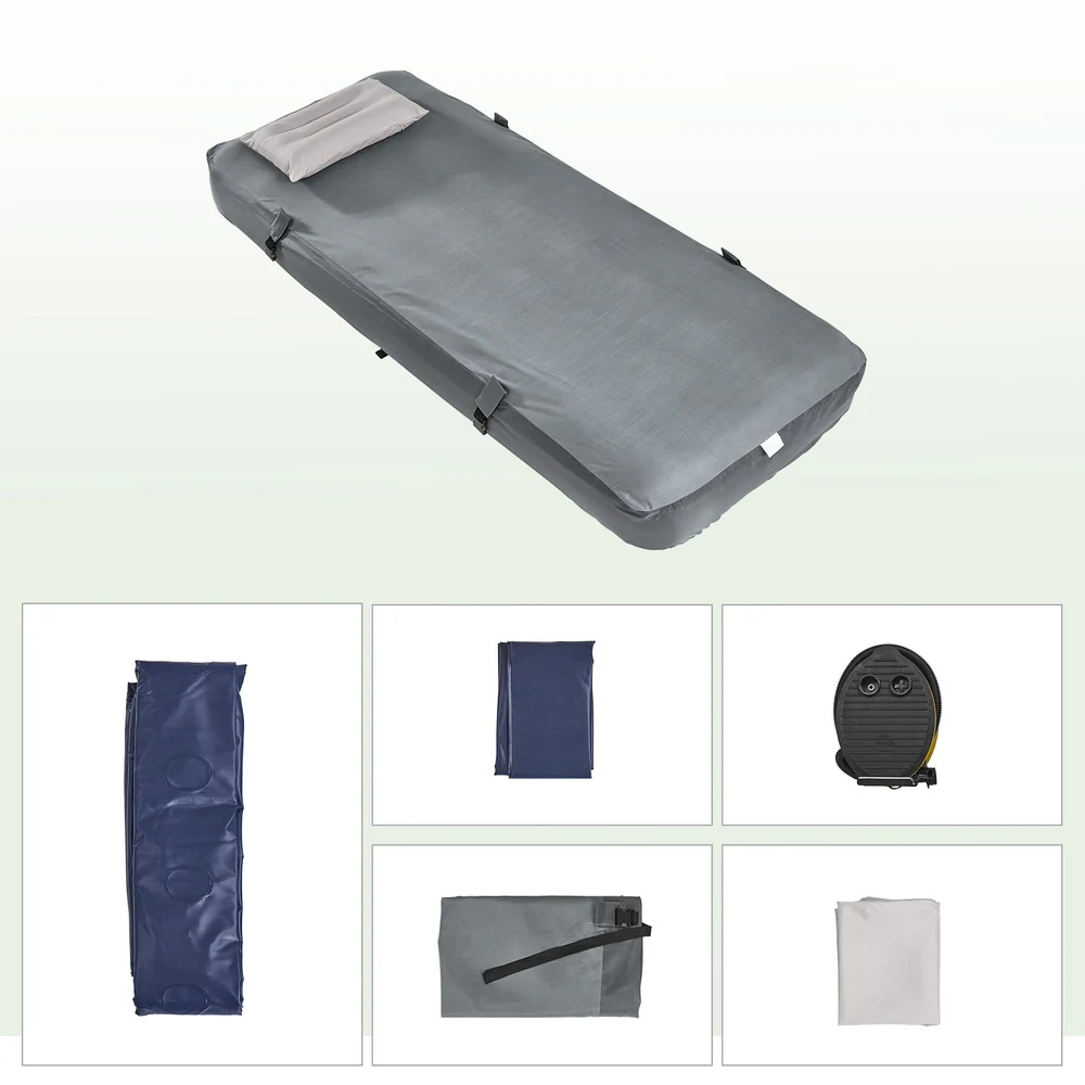 Campingzelt mit Bettgestell und Luftmatratze Light Gray 193.5x86x160cm Funktional OGS32-II-HG-TP - Image 9