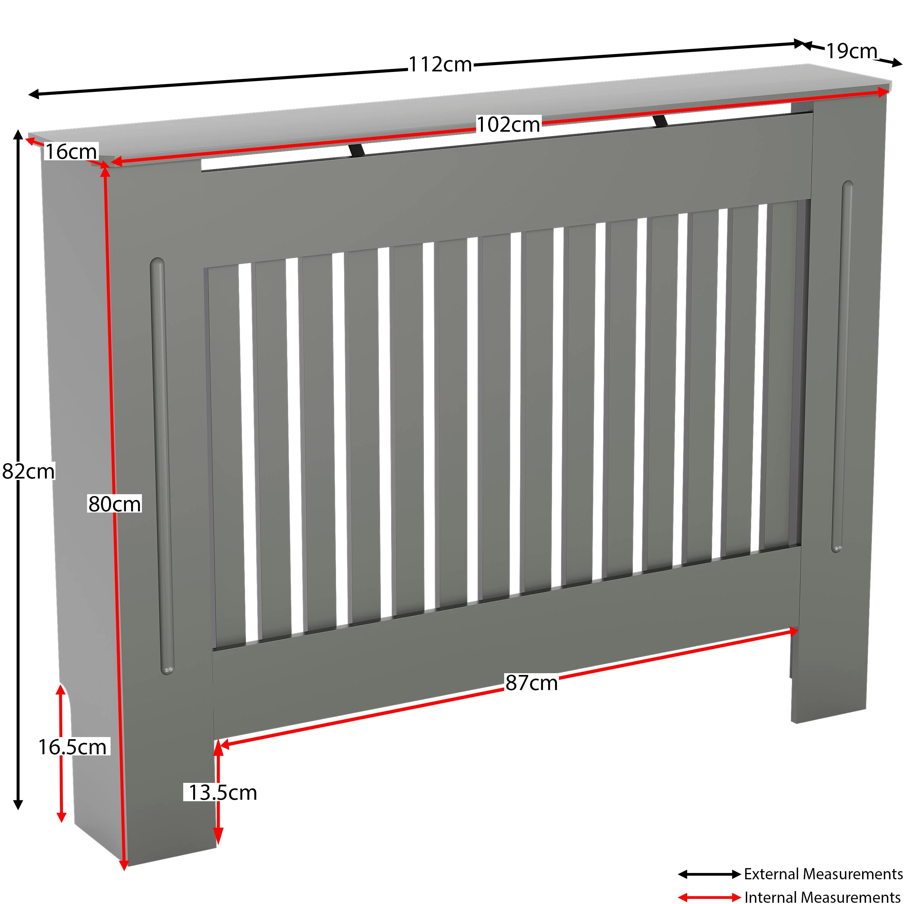 Chelsea Heizkörperverkleidung in Grau – Groß, Vertikallamellen (H82 x B152 x T19 cm) - Image 27