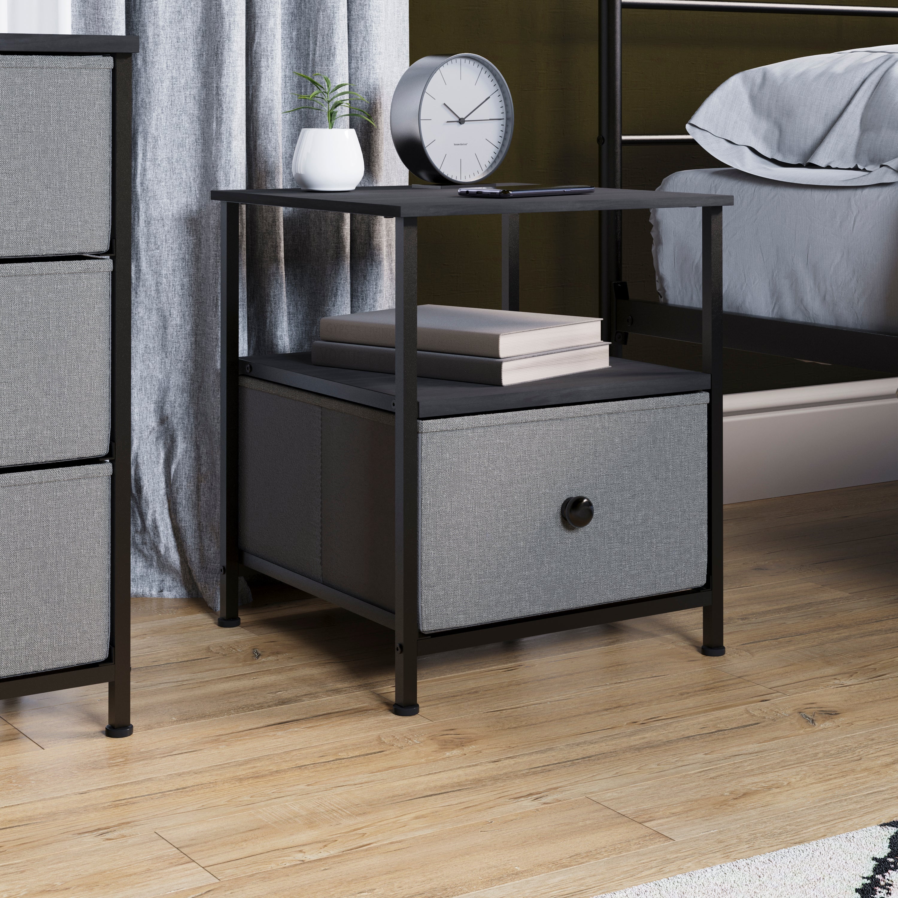 Chorley Kommode aus beigem & grauem Holzstoff mit 1 Schublade – Moderne Schlafzimmermöbel - Image 2