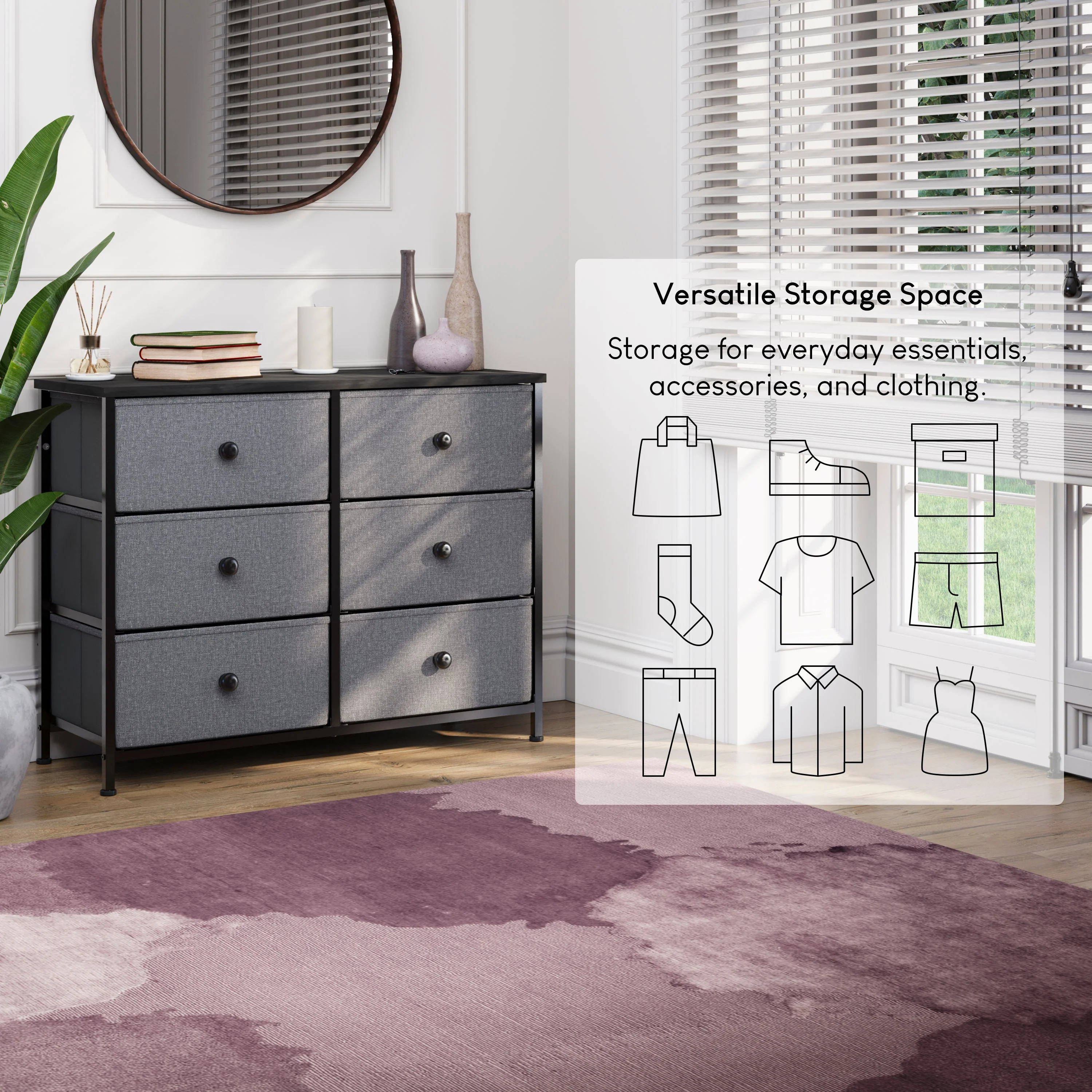 Chorley Kommode aus rustikal braunem Stoff mit 6 Schubladen – Moderne Schlafzimmermöbel - Image 13