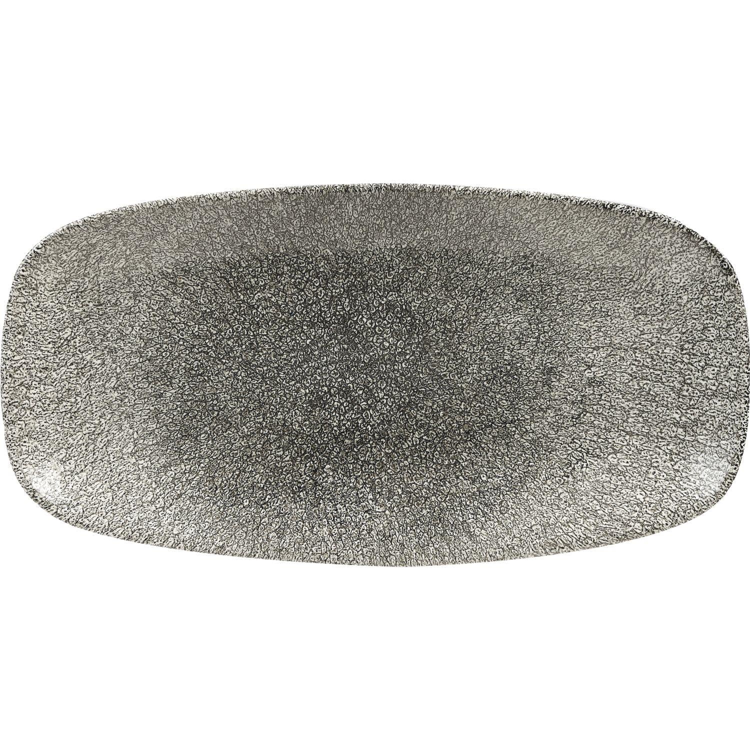 CHURCHILL Raku Quartz Black Teller flach, Länge: 355 mm