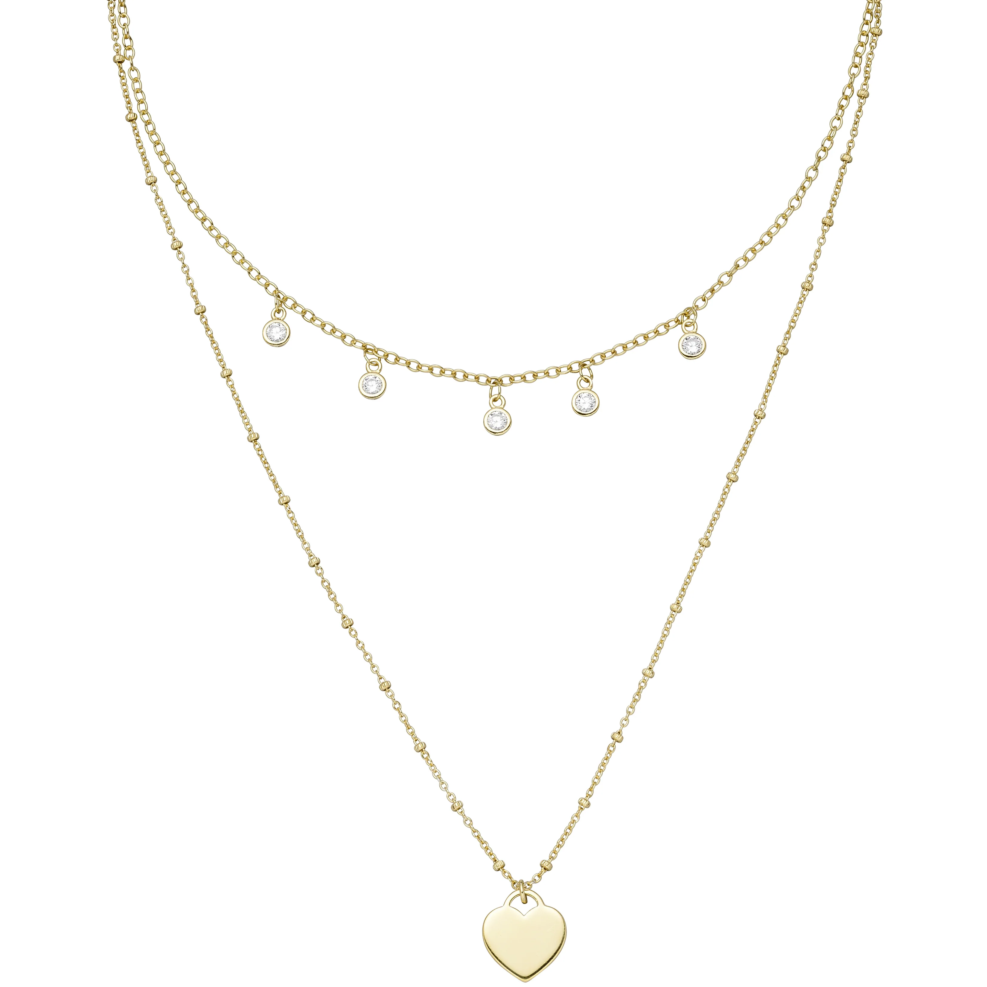 Collier gold vergoldet 925 Silber 5 Zirkonia 43 cm Silberkette Karabiner - Image 2
