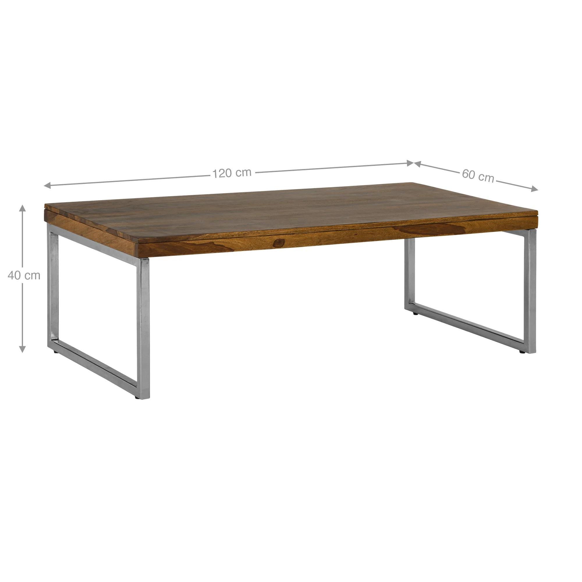 Couchtisch 120x40x60 cm Natur aus Sheesham Holz  WOMO-Design - Image 6