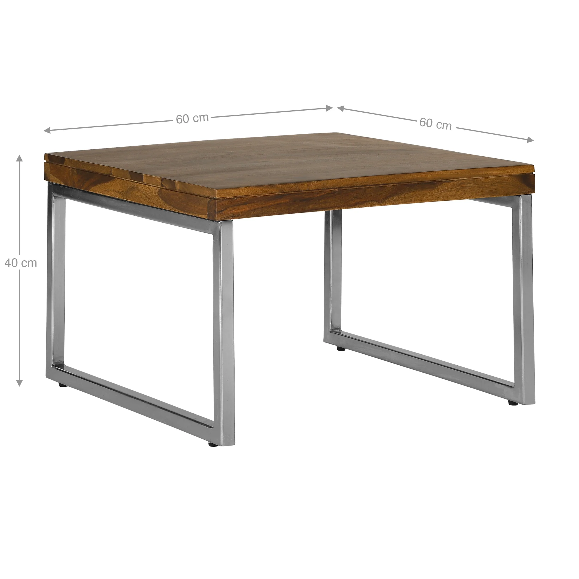 Couchtisch 60x40x60 cm Natur aus Sheesham Holz  WOMO-Design - Image 6