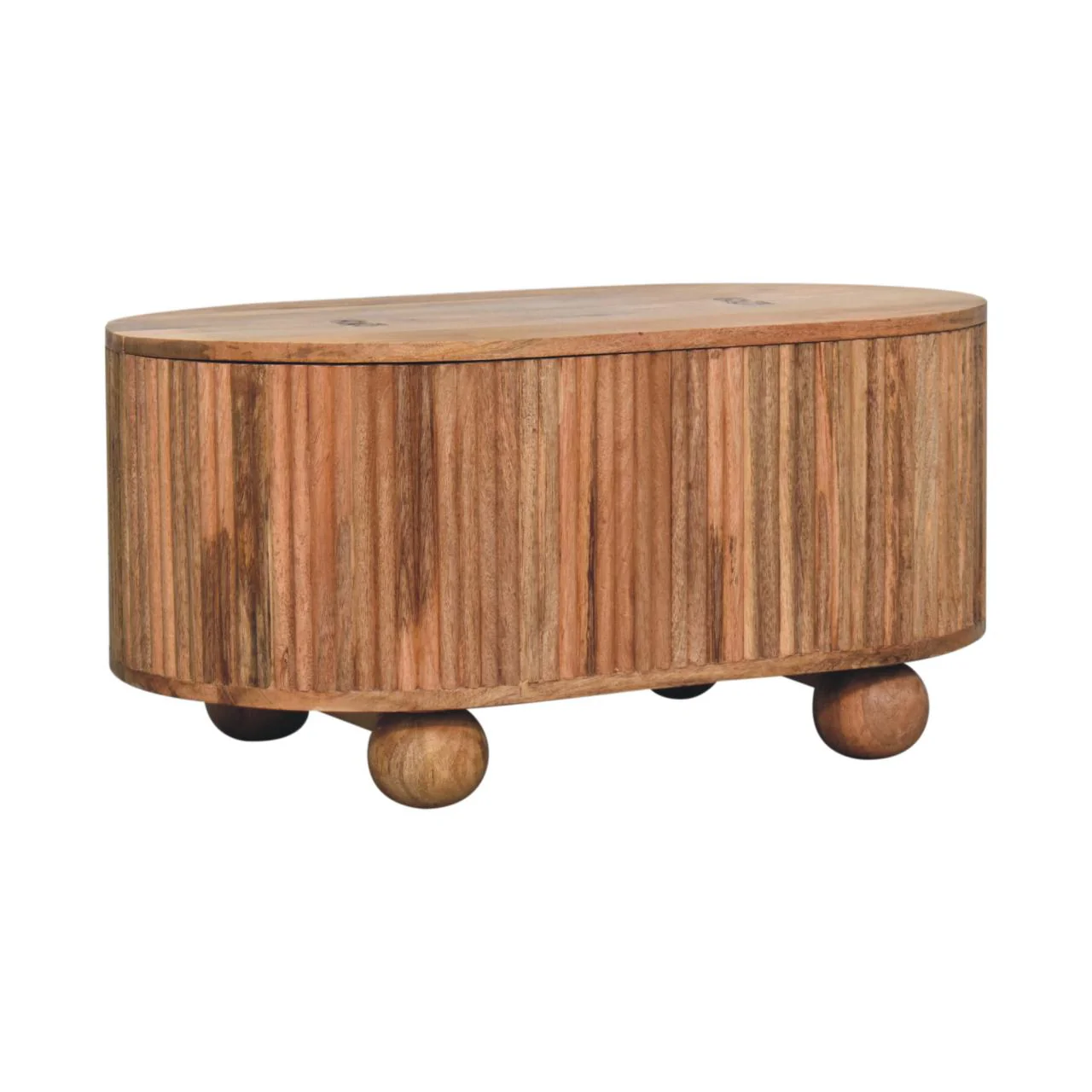 Couchtisch Massivholz Soba Kugel, Aufklappbarer Stauraum, Hellbraun - Image 3