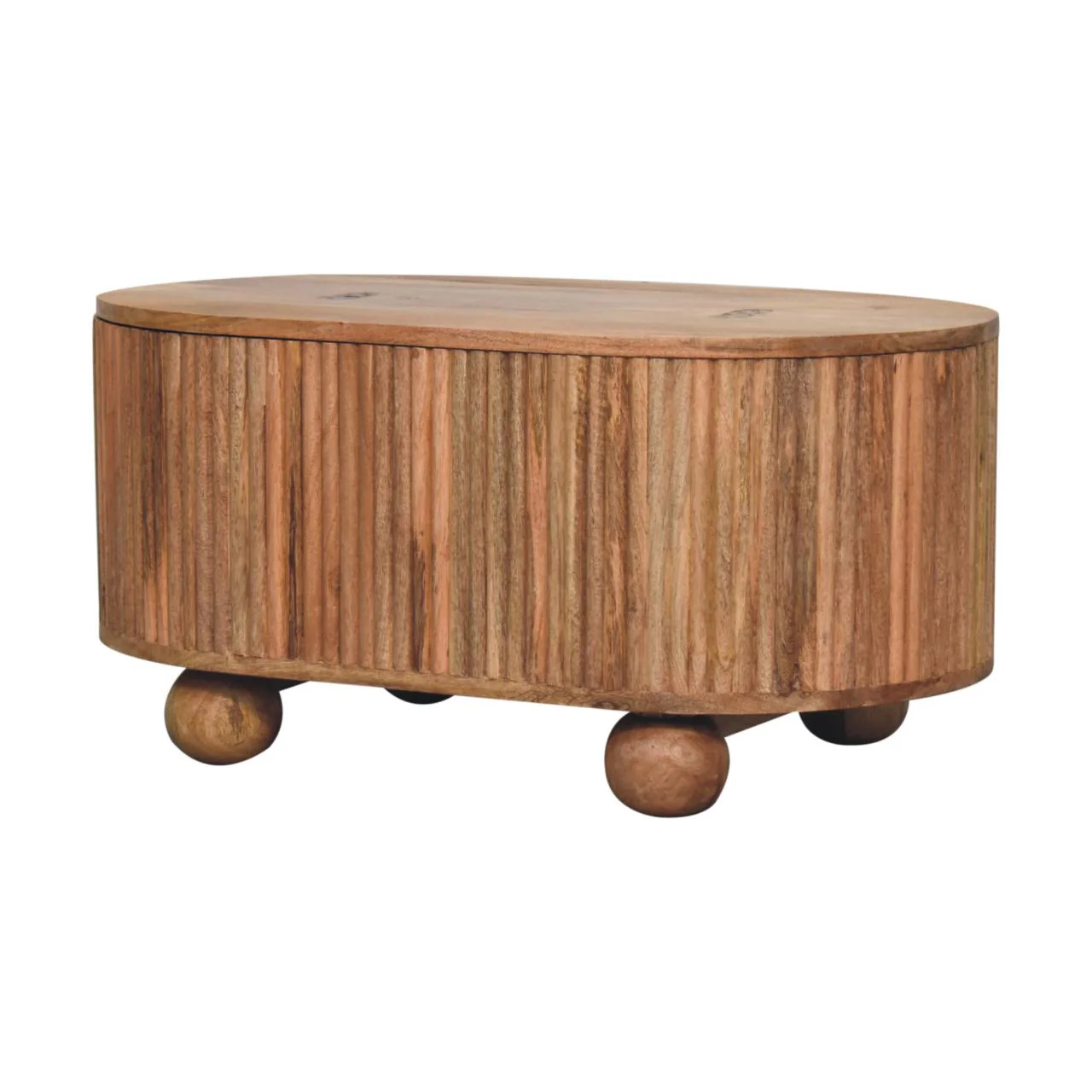 Couchtisch Massivholz Soba Kugel, Aufklappbarer Stauraum, Hellbraun - Image 4