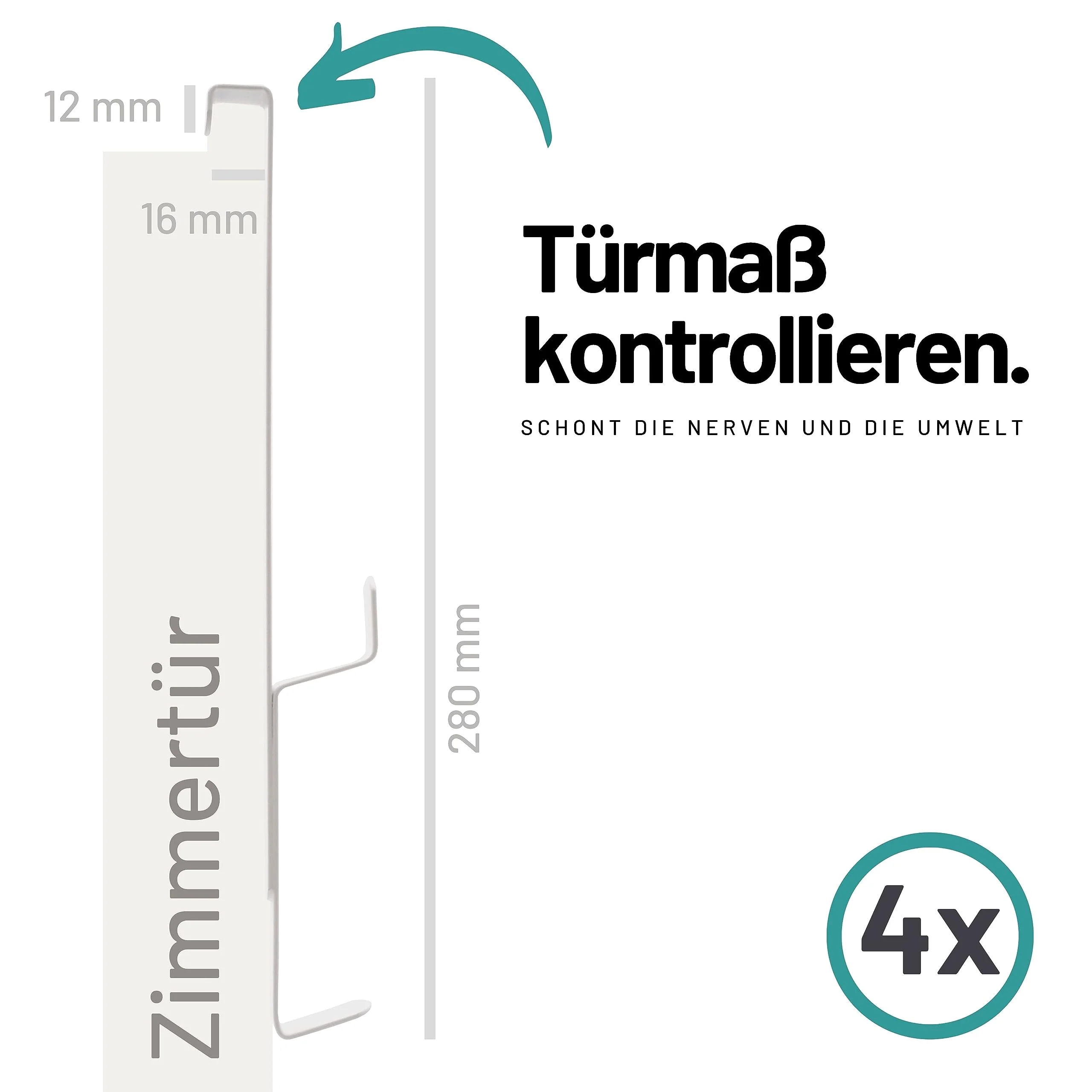 D&D Living® Türhaken zum Einhängen bis 16 mm | 4x Doppel Haken für Türgarderobe | - Image 2